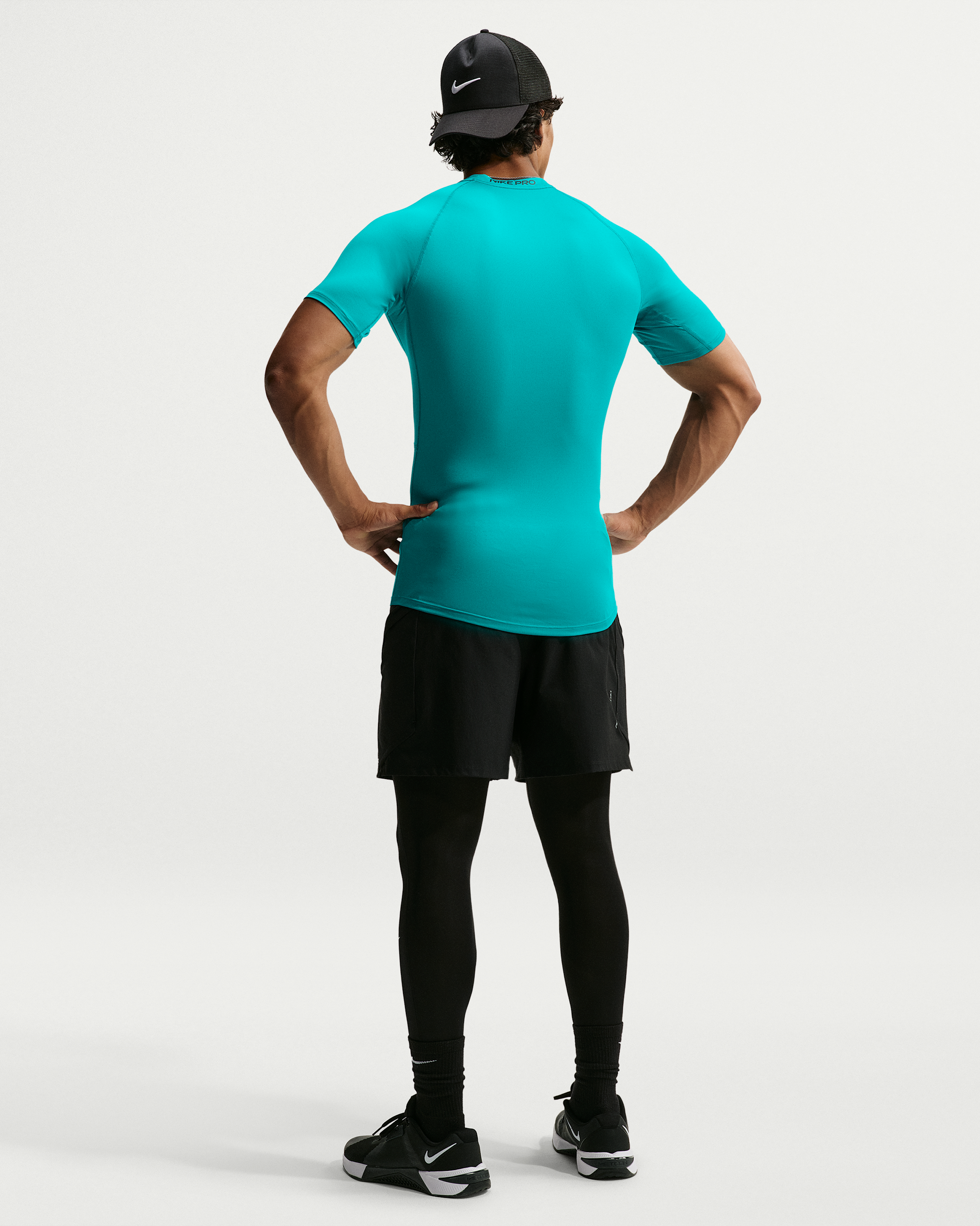 Nike Pro Men's Dri-FIT Tight Short-Sleeve Fitness Top - Energy/Black - View 5