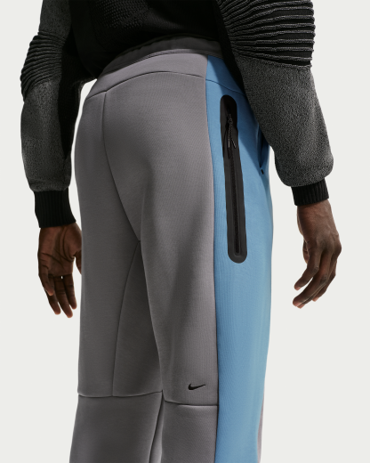 Nike Tech Men's Colour-Block Open-Hem Fleece Trousers - Pencil Point/Work Blue/Black/Black - View 3