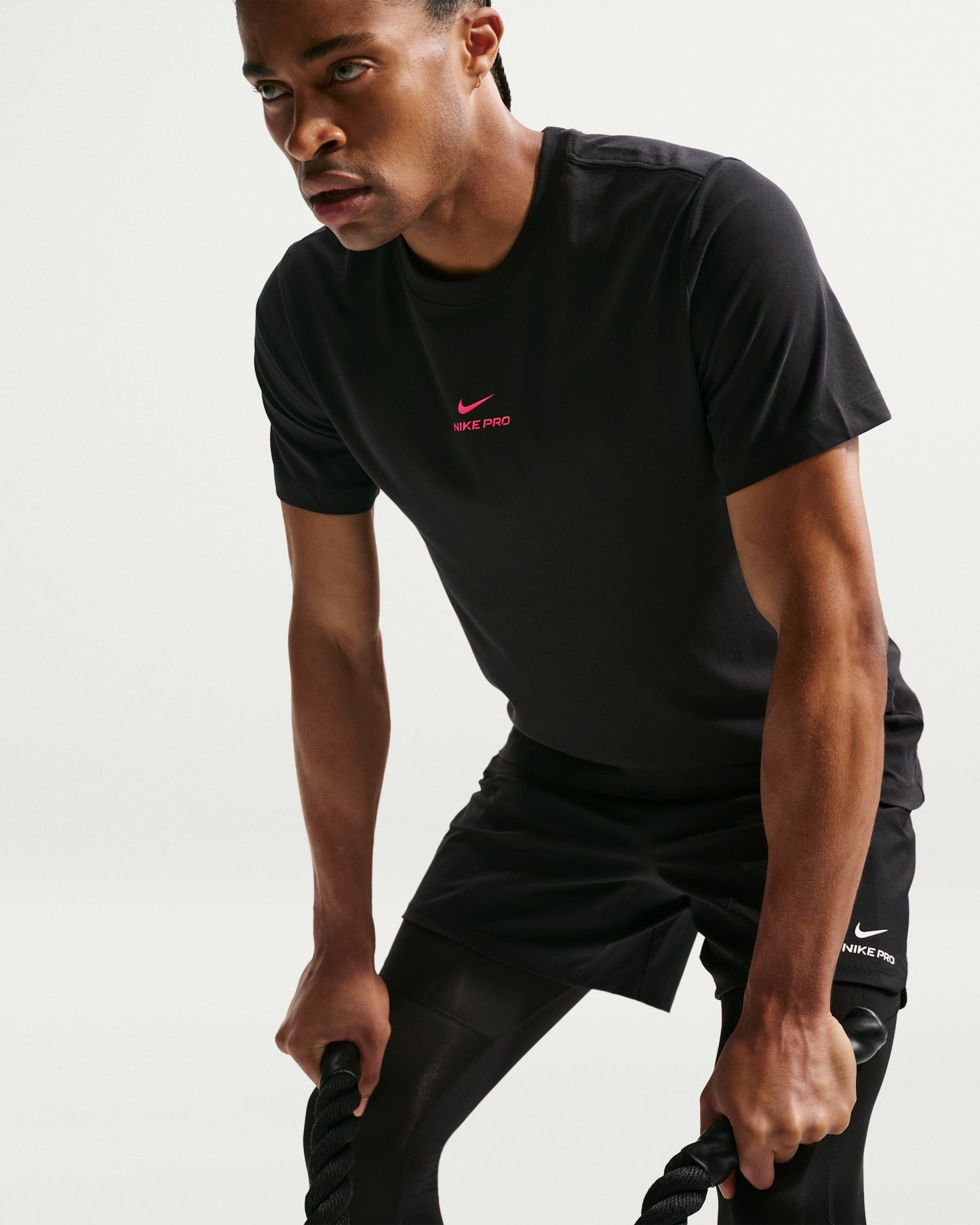 Nike Pro Men's Dri-FIT T-Shirt - Black/Hyper Pink - View 3