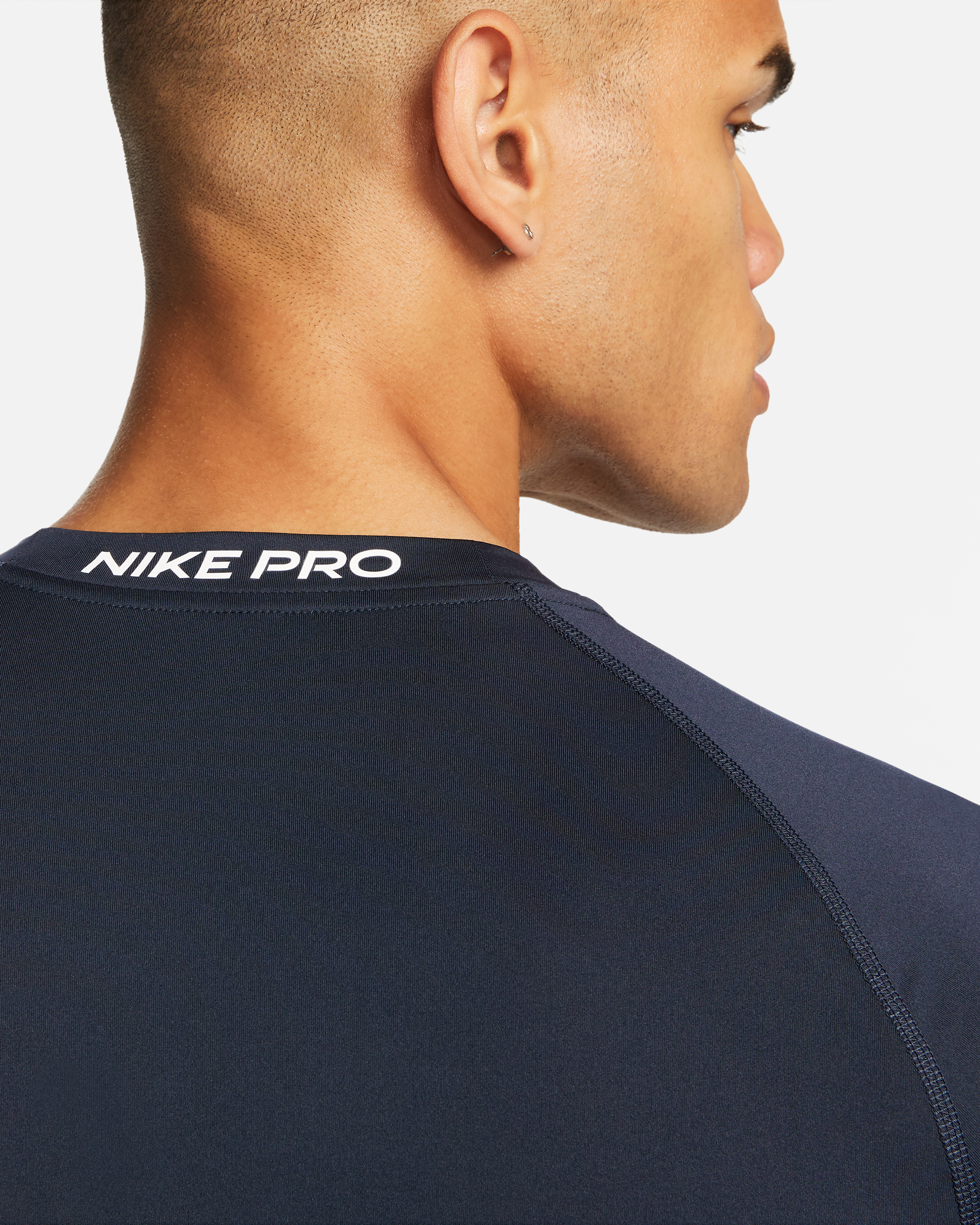 Nike Pro Men's Dri-FIT Tight Short-Sleeve Fitness Top - Obsidian/White - View 4