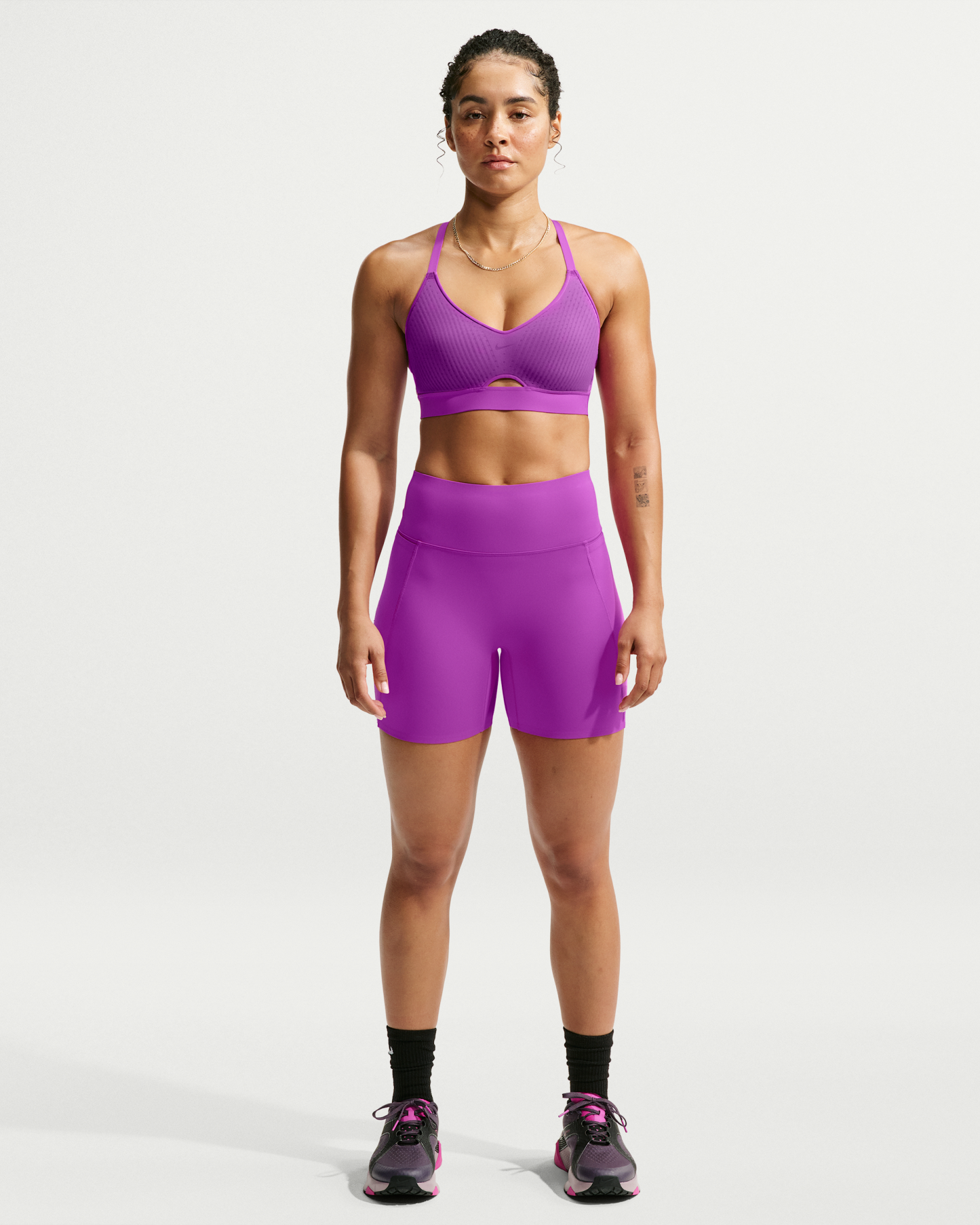 Nike Universa Women's High-Waisted 12.5cm (approx.) Biker Shorts with No Front Seam - Vivid Purple/Vivid Purple/Bold Berry - View 1