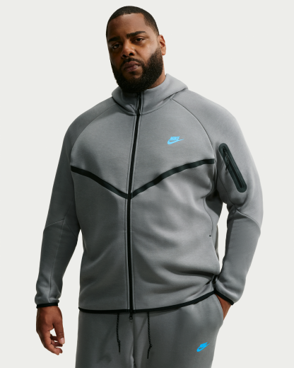 Nike Tech Men's Fleece Windrunner Full-Zip Jacket - Smoke Grey/Football Blue - View 6