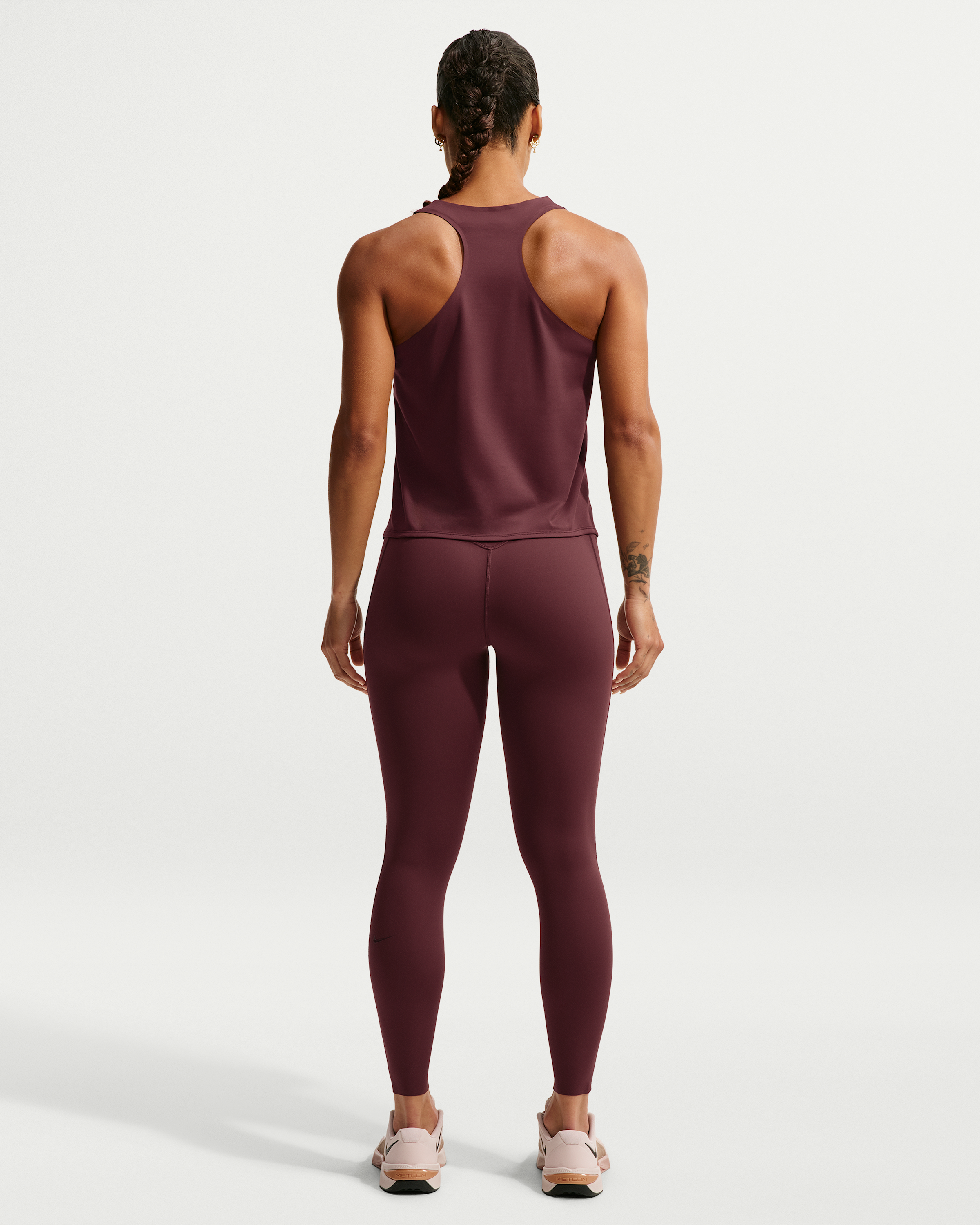 Nike Universa Women's High-Waisted 7/8 Leggings with No Front Seam - Mystic Dates/Mystic Dates/Burgundy Crush - View 5