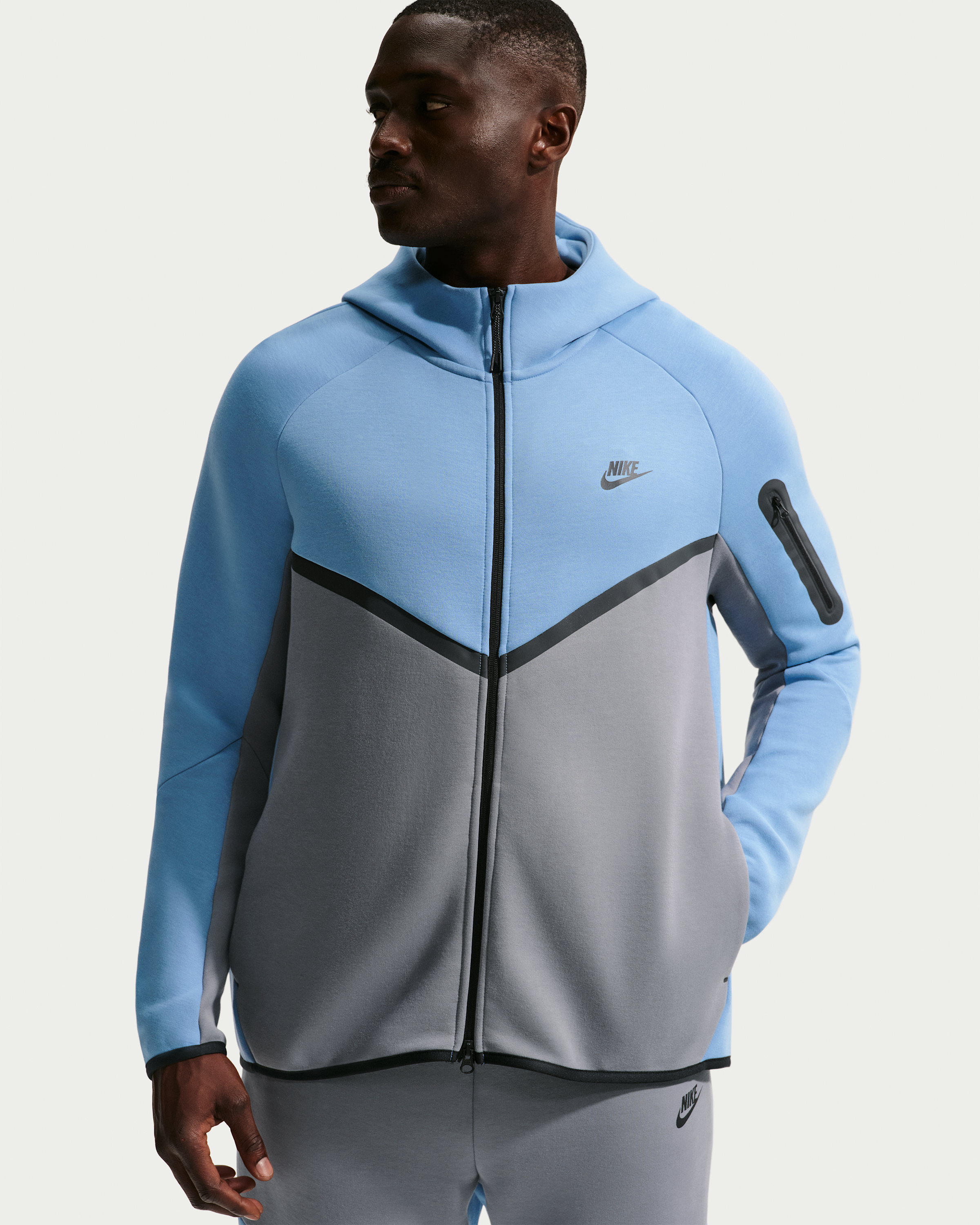 Nike Tech Men's Fleece Windrunner Full-Zip Jacket - Work Blue/Cool Grey/Black - View 6