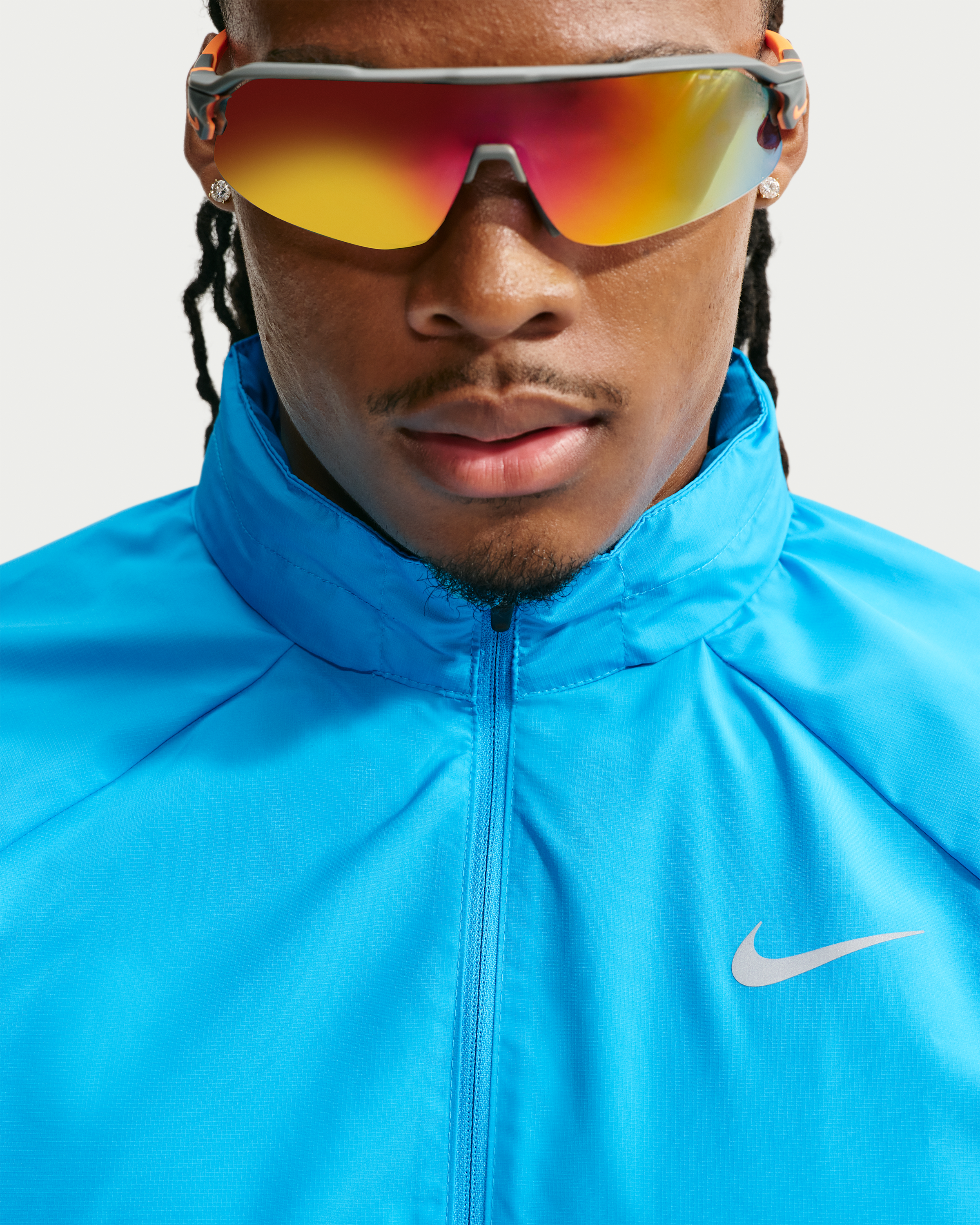 Nike Miler Men's Repel UV Protection Hooded Running Jacket - Light Current Blue/Light Current Blue - View 3