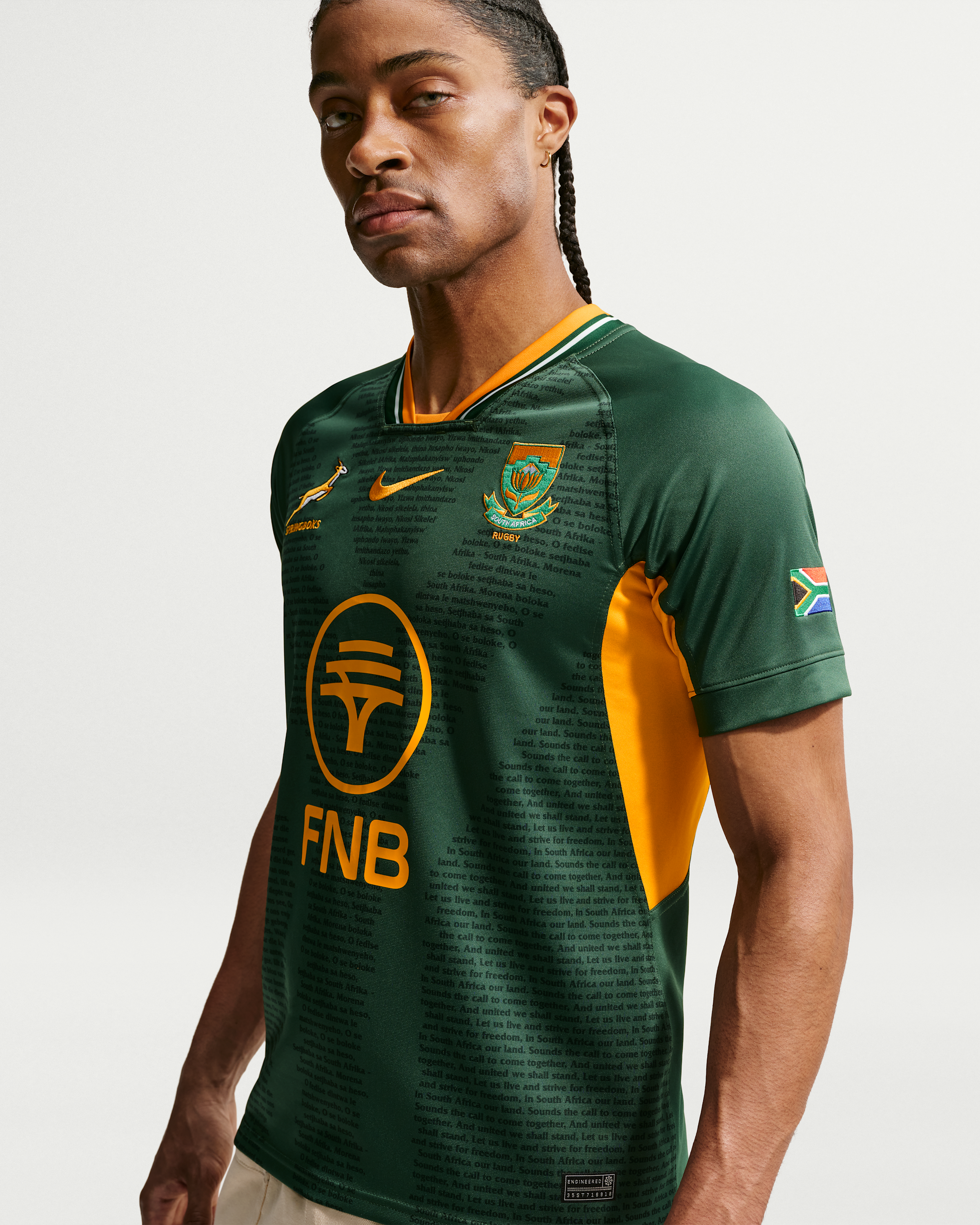 Springboks RGR Replica Home Men's Nike Rugby Shirt - Gorge Green/University Gold/University Gold - View 3
