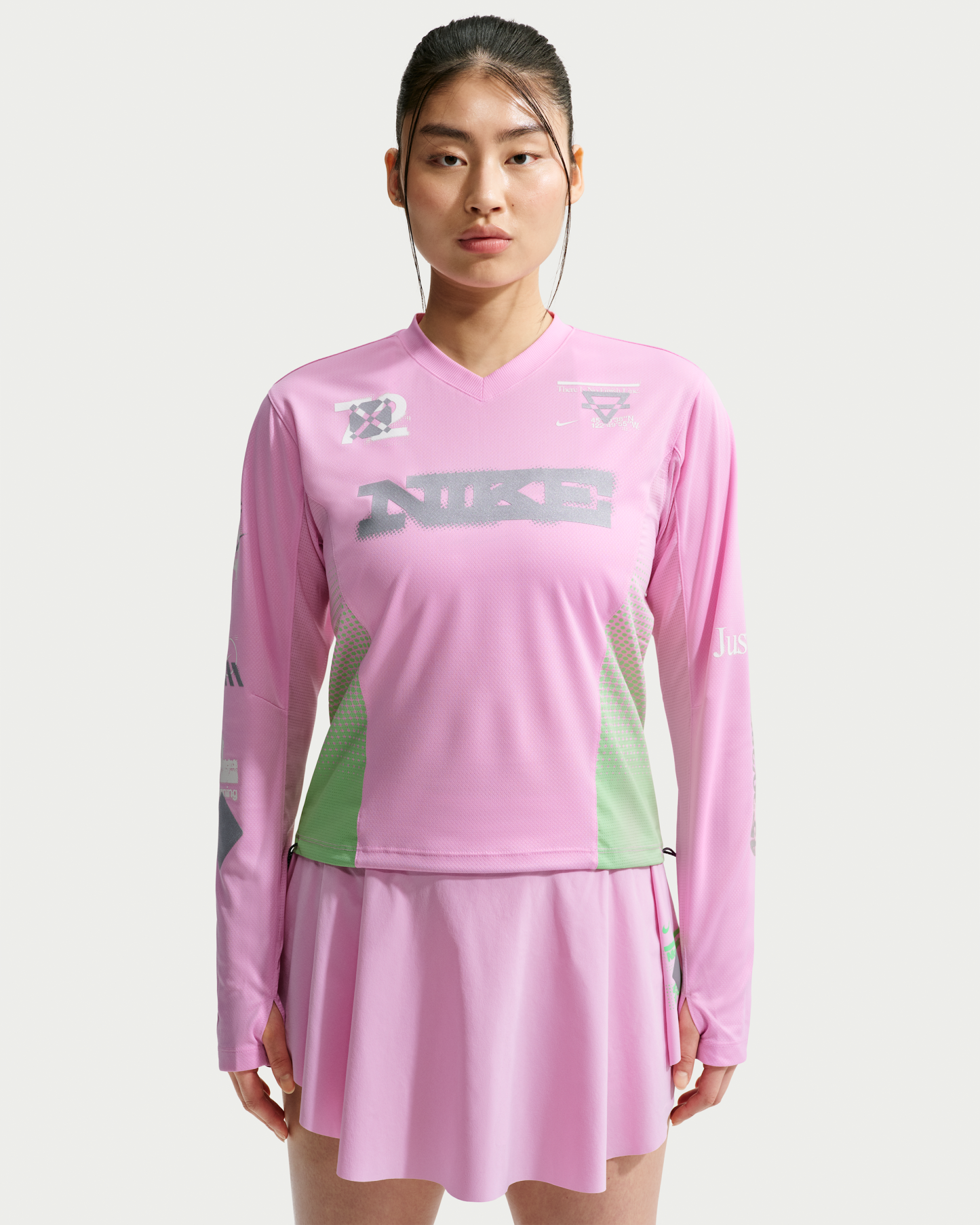 Nike Swift Women's Long-Sleeve Running Top - Pink Rise/Illusion Green/Sail - View 1