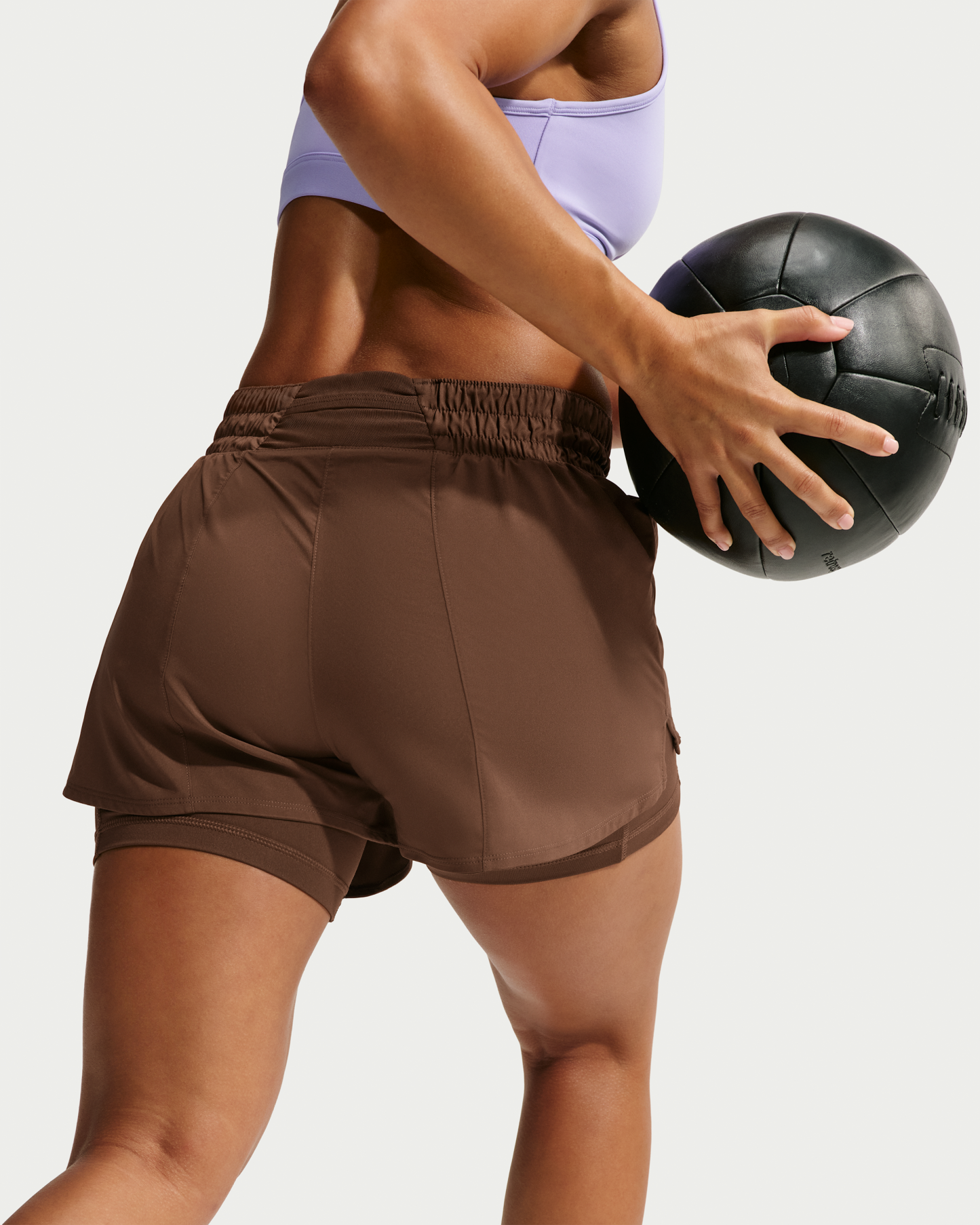 Nike One Women's Dri-FIT High-Waisted 8cm (approx.) 2-in-1 Shorts - Cacao Wow/White - View 3