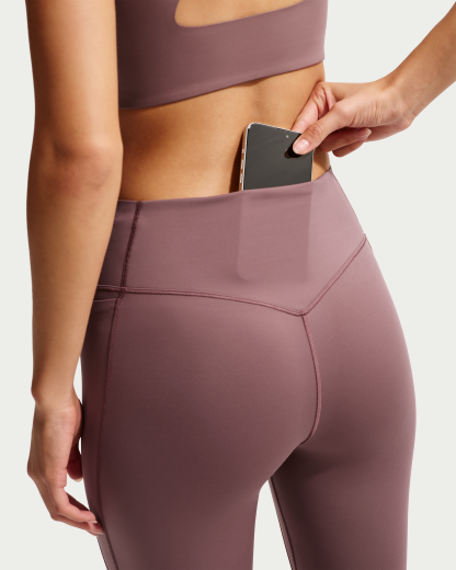 Nike Universa Women's High-Waisted 7/8 Leggings with No Front Seam - Tattoo/Tattoo/Burgundy Crush - View 6