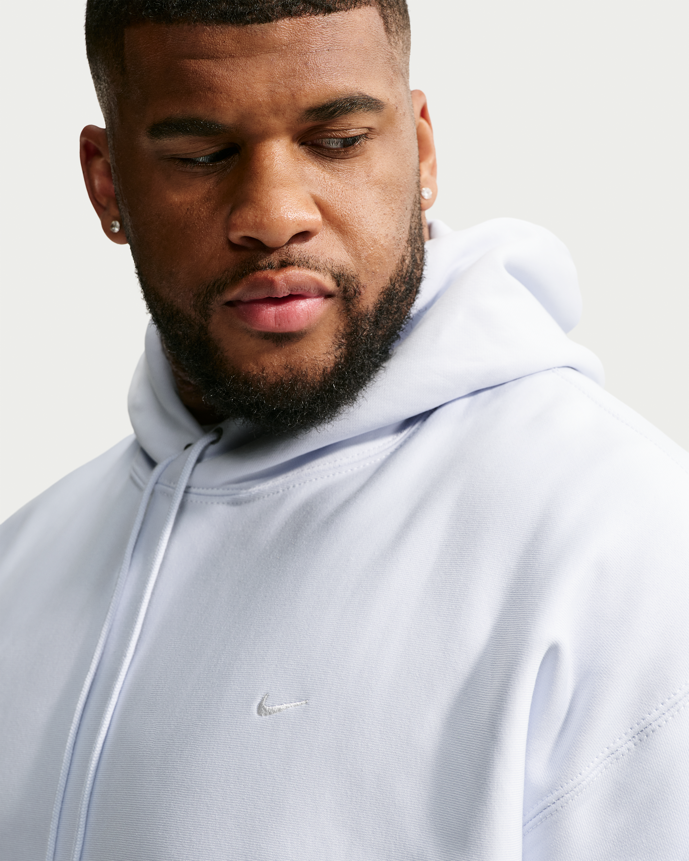 Nike Solo Swoosh Men's Pullover Hoodie - Football Grey/White - View 8