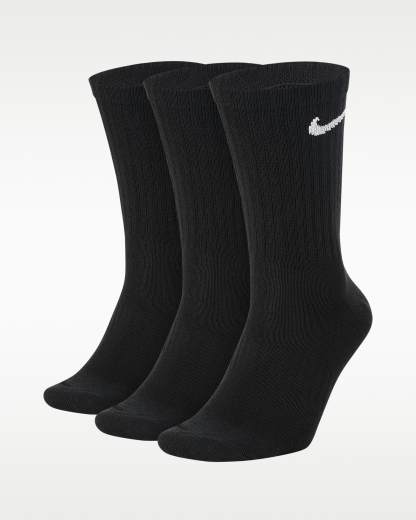 Nike Everyday Lightweight Training Crew Socks (3 Pairs) - Black/White - View 1