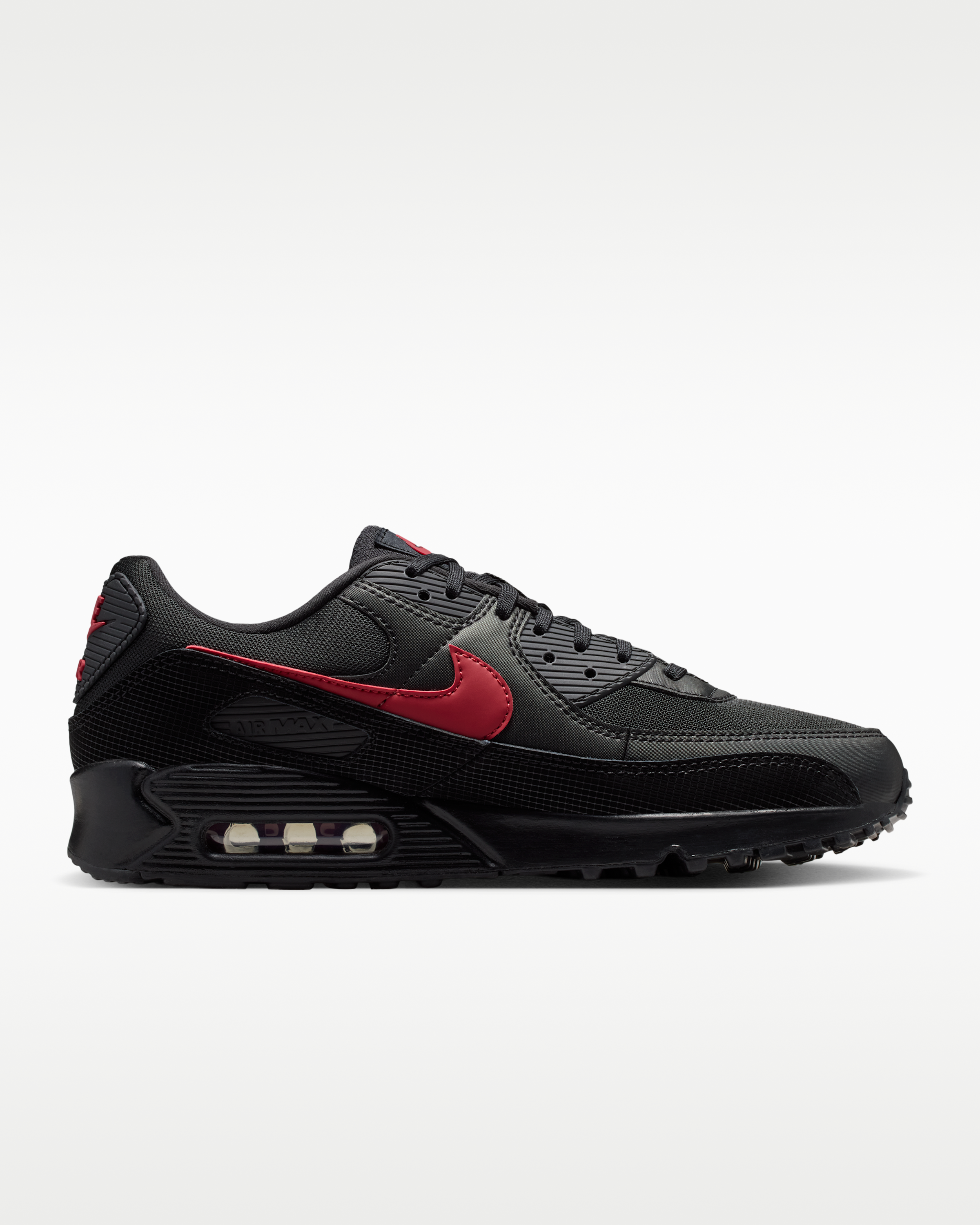 Nike Air Max 90 Men's Shoes - Black/Black/Tough Red - View 3