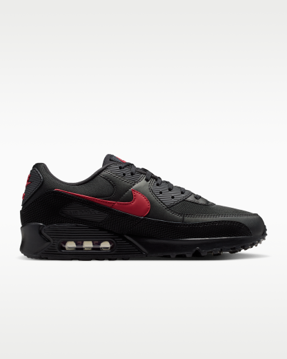 Nike Air Max 90 Men's Shoes - Black/Black/Tough Red - View 3