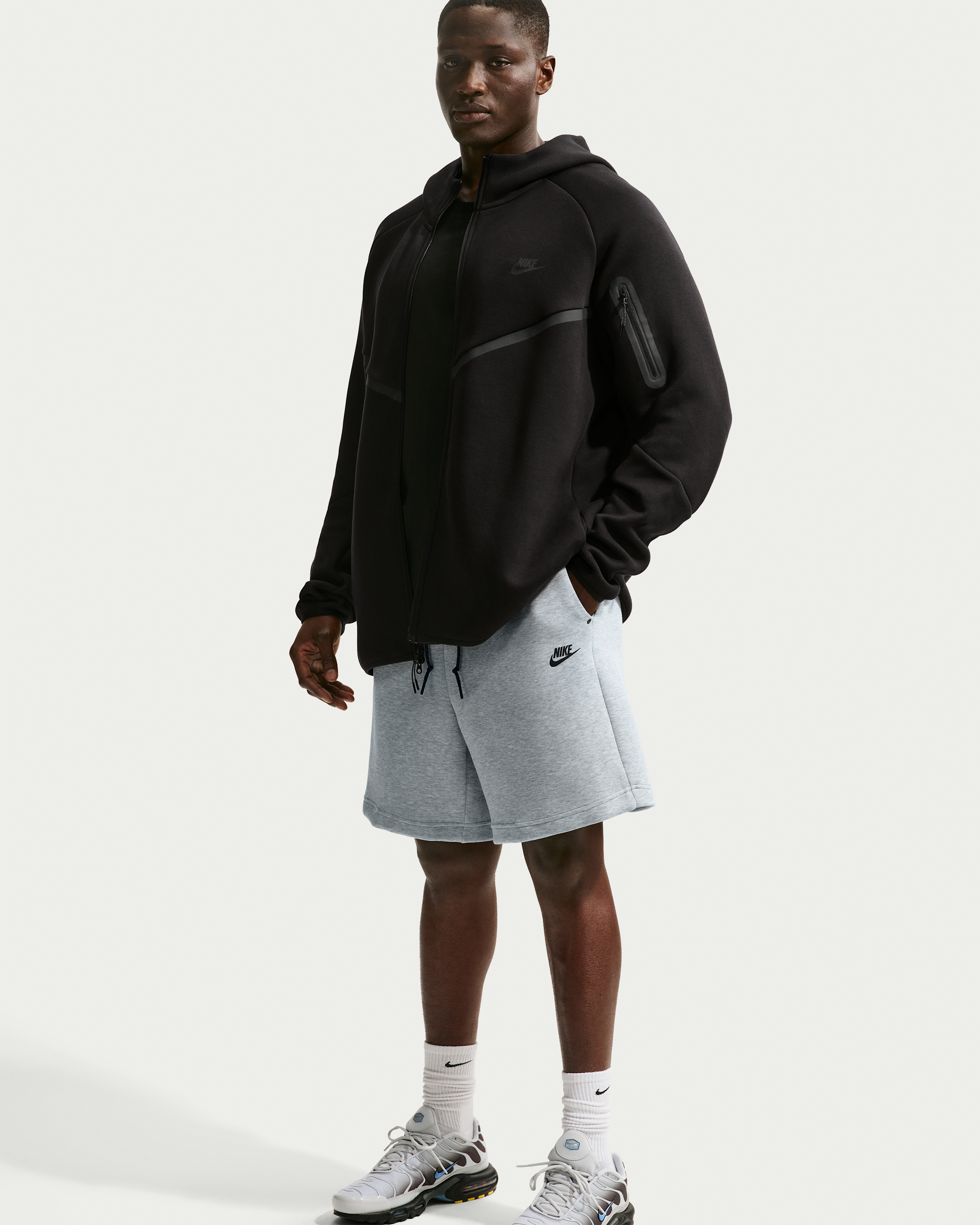 Nike Tech Men's Fleece Shorts - Dark Grey Heather/Black - View 9