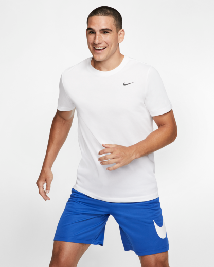 Nike Dri-FIT Men's Fitness T-Shirt - White/Black - View 1