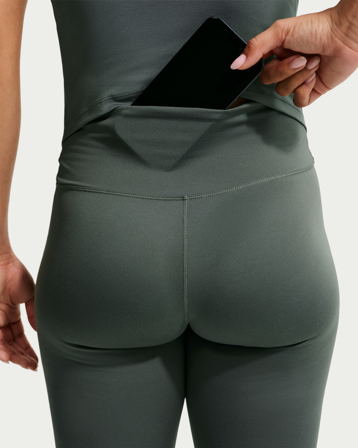 Nike One Seamless Front Women's High-Waisted Full-Length Leggings - Camo Green/White - View 6