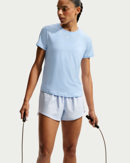 Nike One Classic Women's Dri-FIT Short-Sleeve Top - Hydrogen Blue/White - View 3