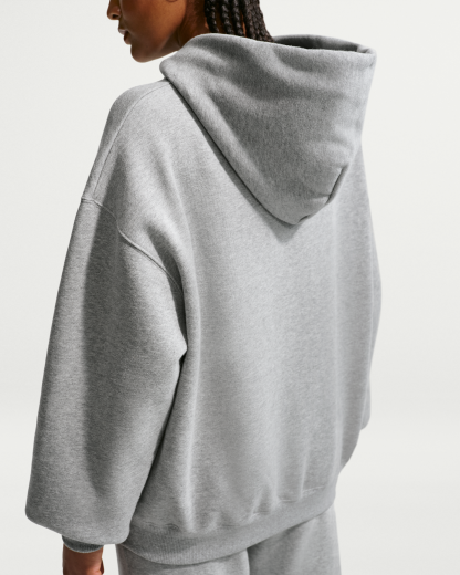 Nike Studio Fleece Medium Weight Women's Oversized Full-Zip Hoodie - Dark Grey Heather/Sail - View 2
