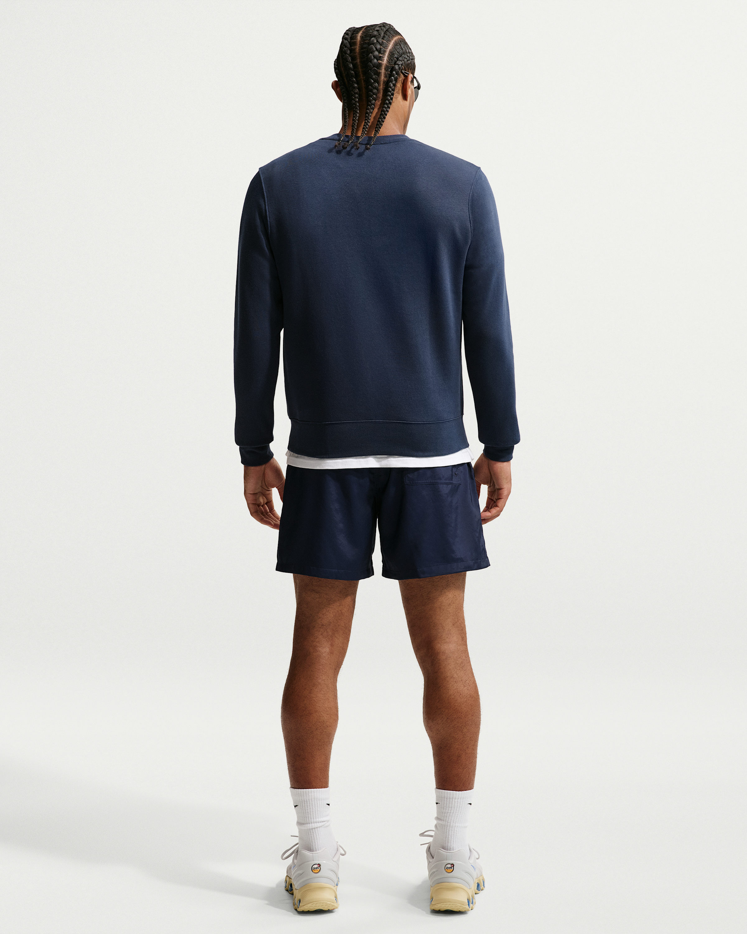 Nike Club Men's Fleece Crew - Obsidian/White - View 5