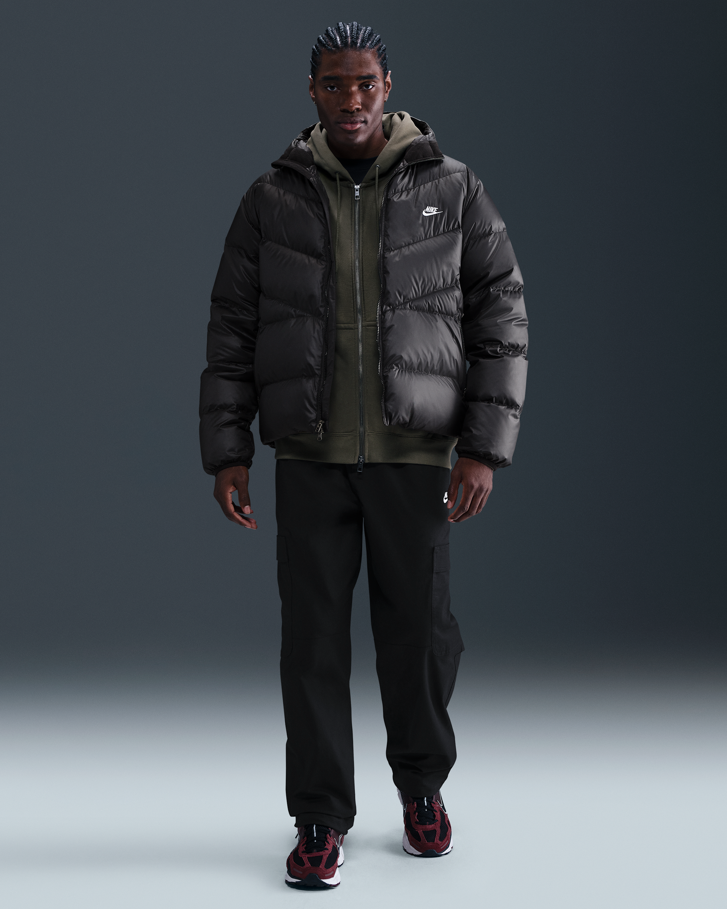 Nike Windrunner Men's Down Jacket - Black/Black/White - View 4