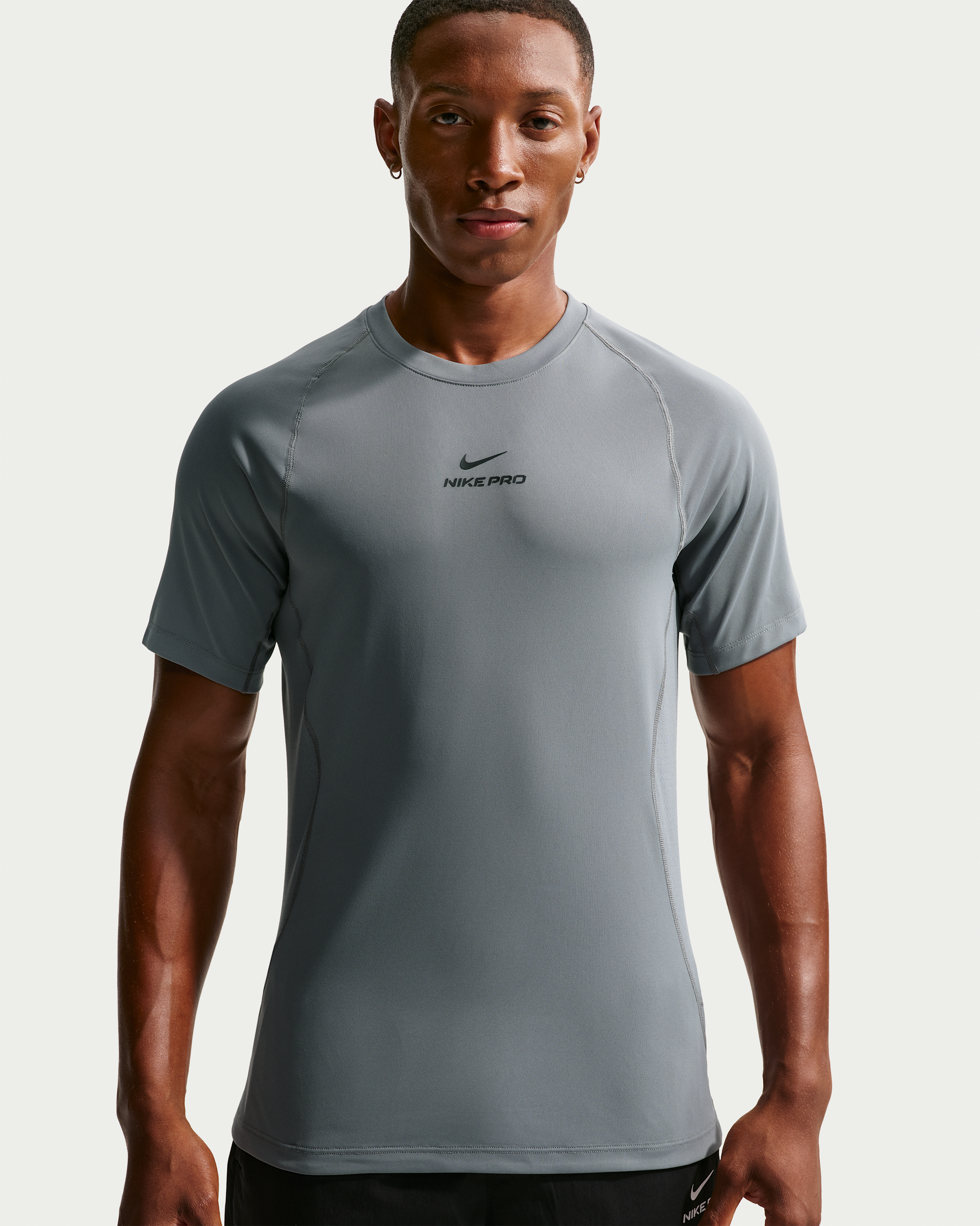 Nike Pro Training Men's Dri-FIT Short-Sleeve Top - Smoke Grey/Black - View 1