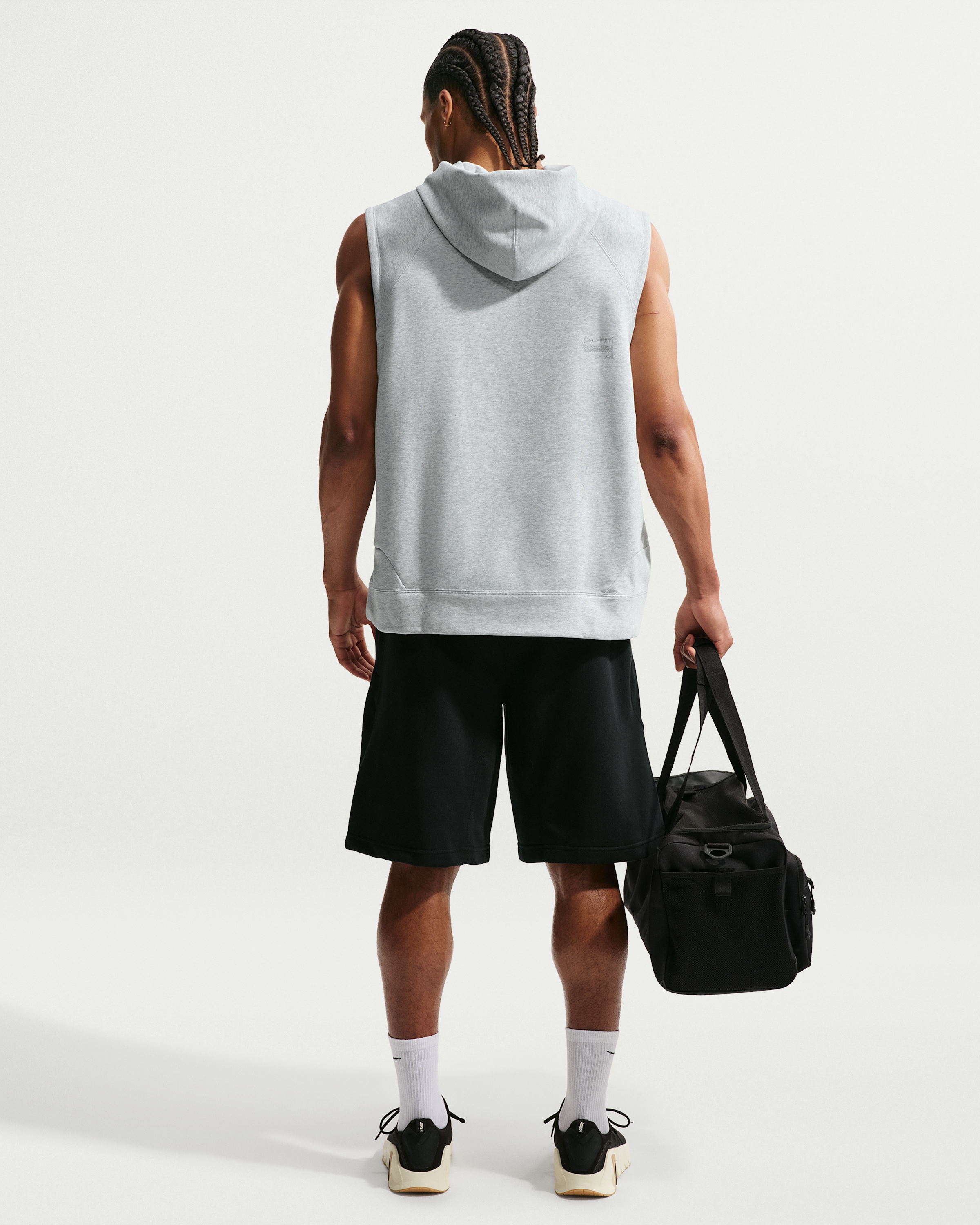 Nike N.A.C. Men's Dri-FIT Fleece Sleeveless Training Hoodie - Light Smoke Grey/Heather/Light Smoke Grey - View 5