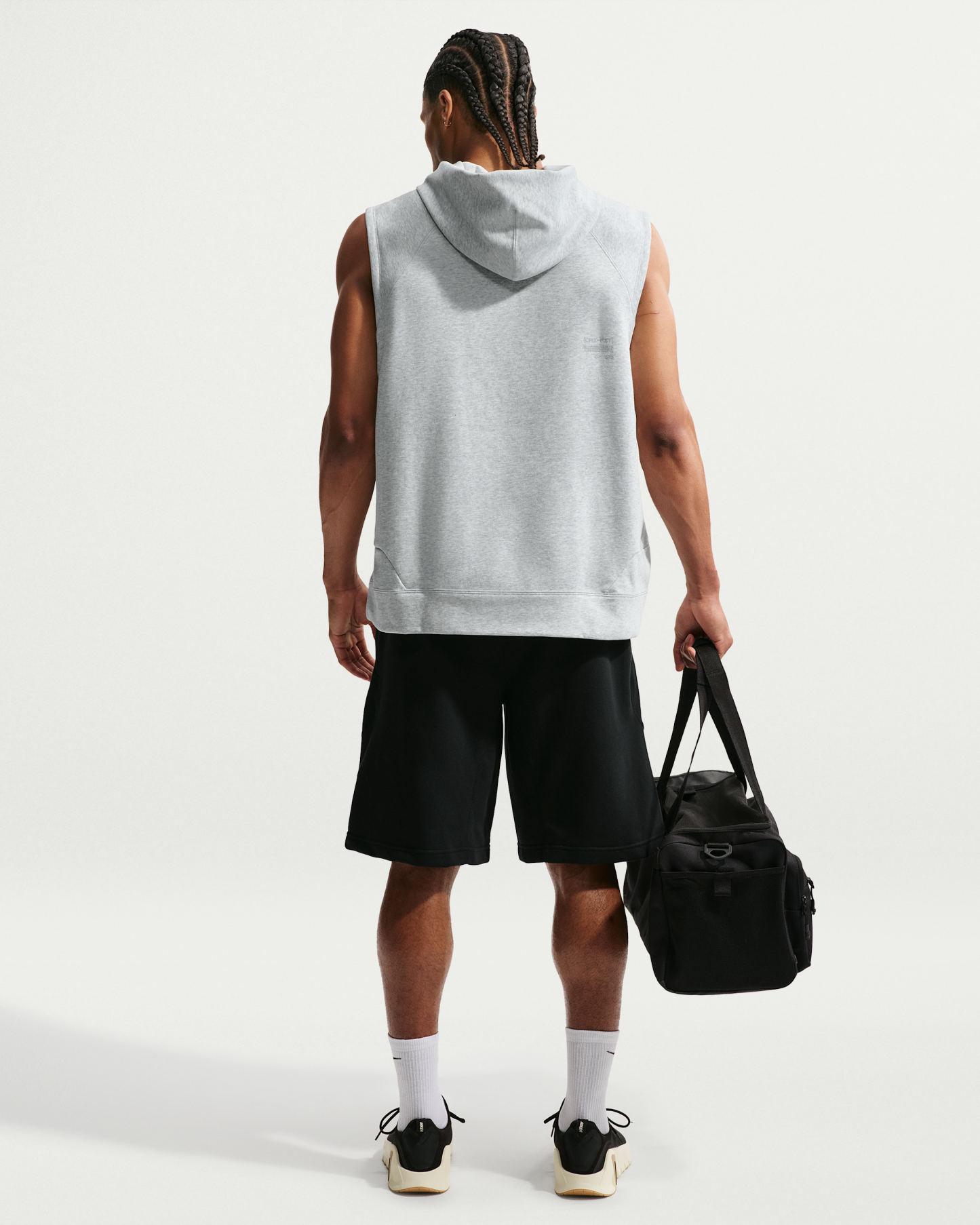 Nike N.A.C. Men's Dri-FIT Fleece Sleeveless Training Hoodie - Light Smoke Grey/Heather/Light Smoke Grey - View 5