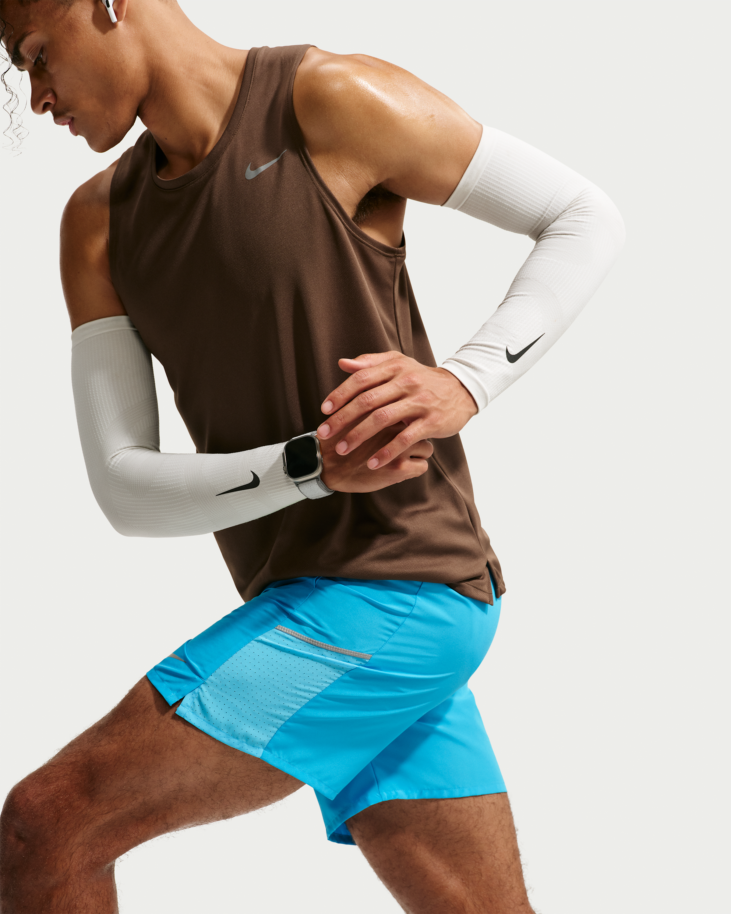 Nike Miler Men's Dri-FIT 18cm (approx.) Brief-Lined Running Shorts - Light Current Blue/Baltic Blue - View 4