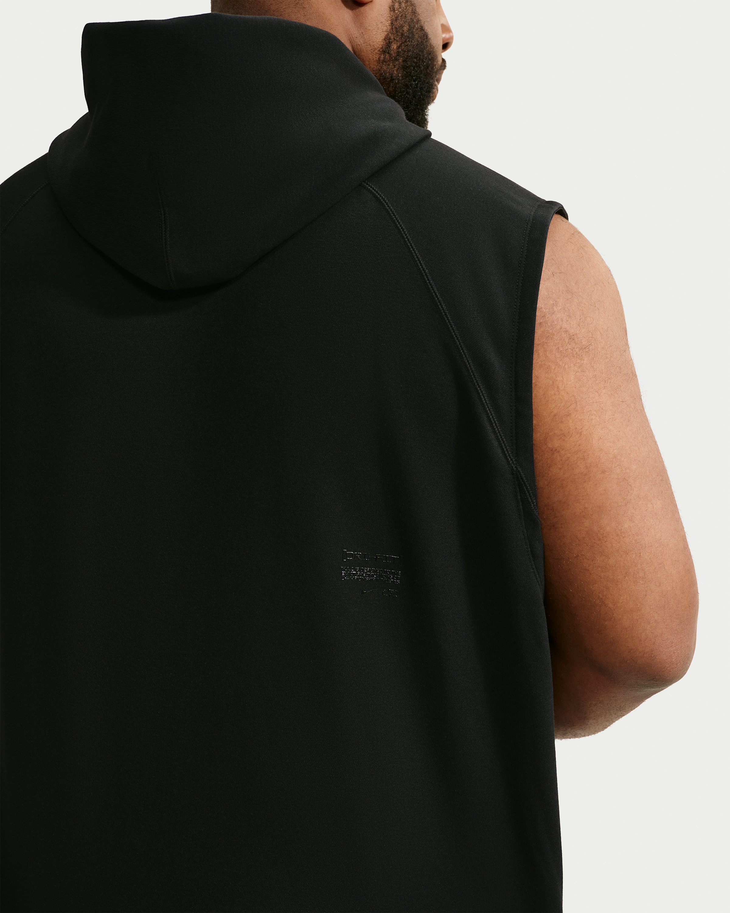 Nike N.A.C. Men's Dri-FIT Fleece Sleeveless Training Hoodie - Black/Black - View 7