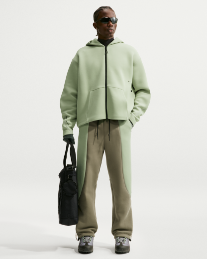 Nike Tech Men's Colour-Block Open-Hem Fleece Trousers - Silver Sage/Jade Horizon/Black - View 1