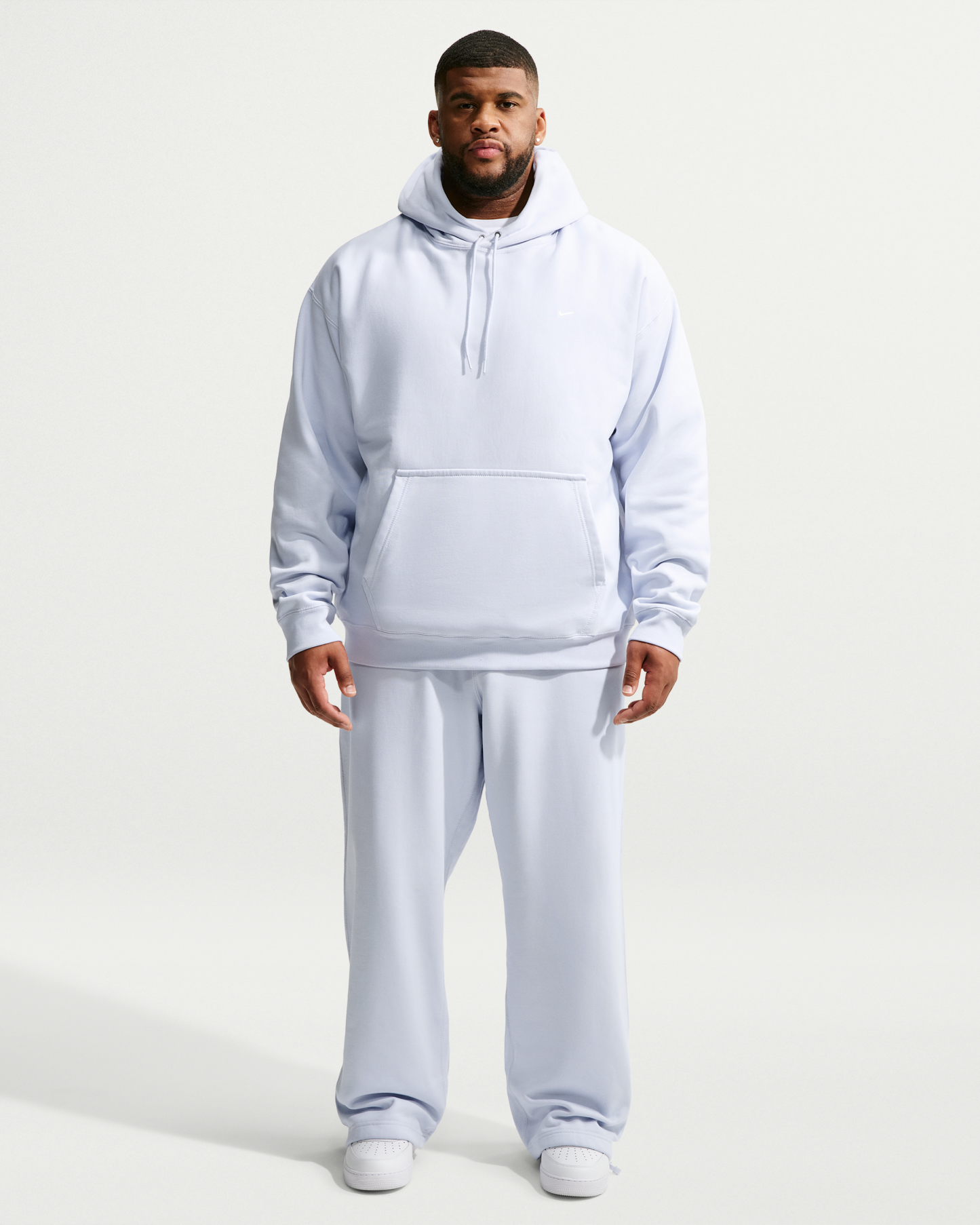 Nike Solo Swoosh Men's Pullover Hoodie - Football Grey/White - View 9