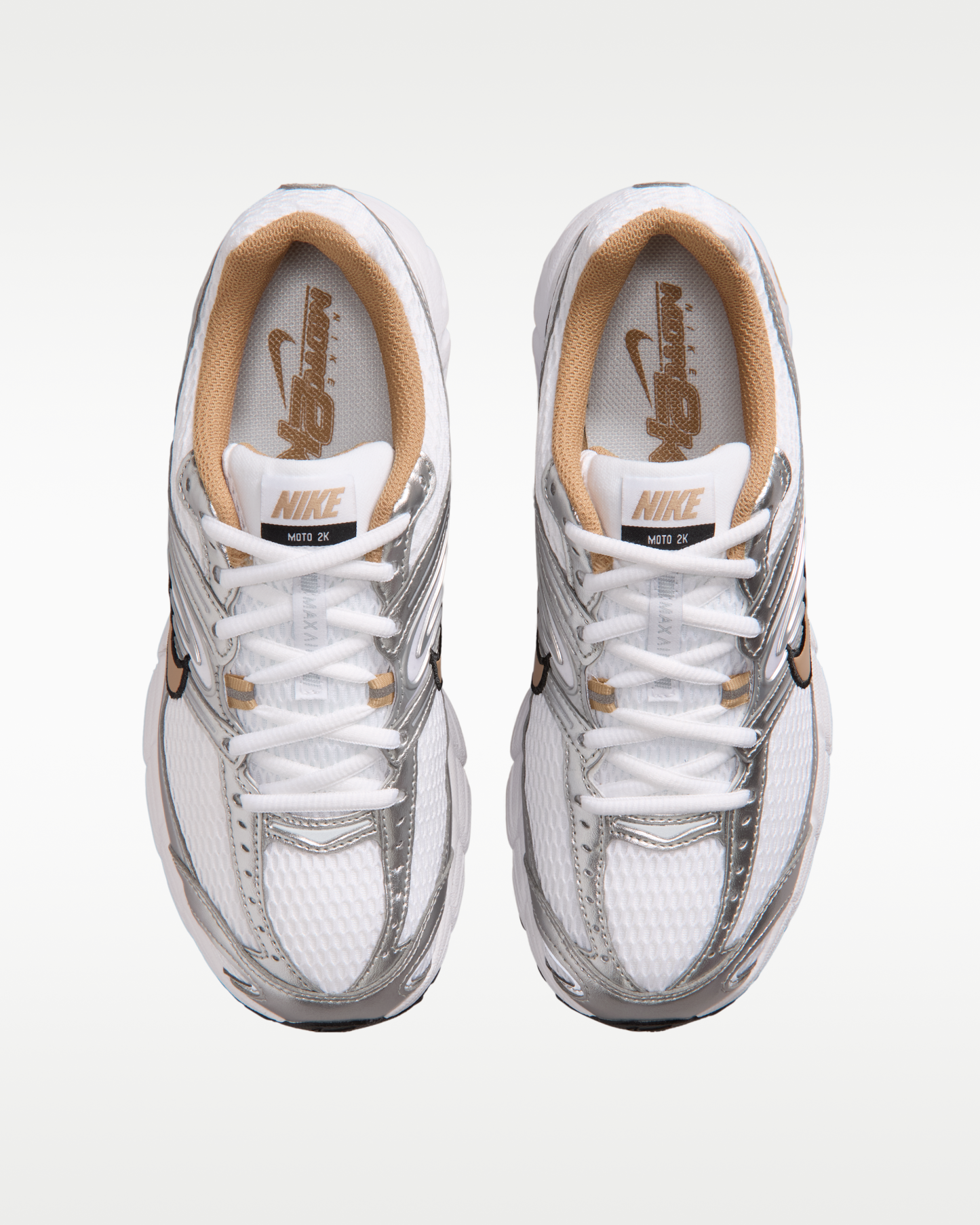 Nike Air Max Moto 2K Women's Shoes with Reflective Design Accents - White/Metallic Silver/Black/British Khaki - View 4