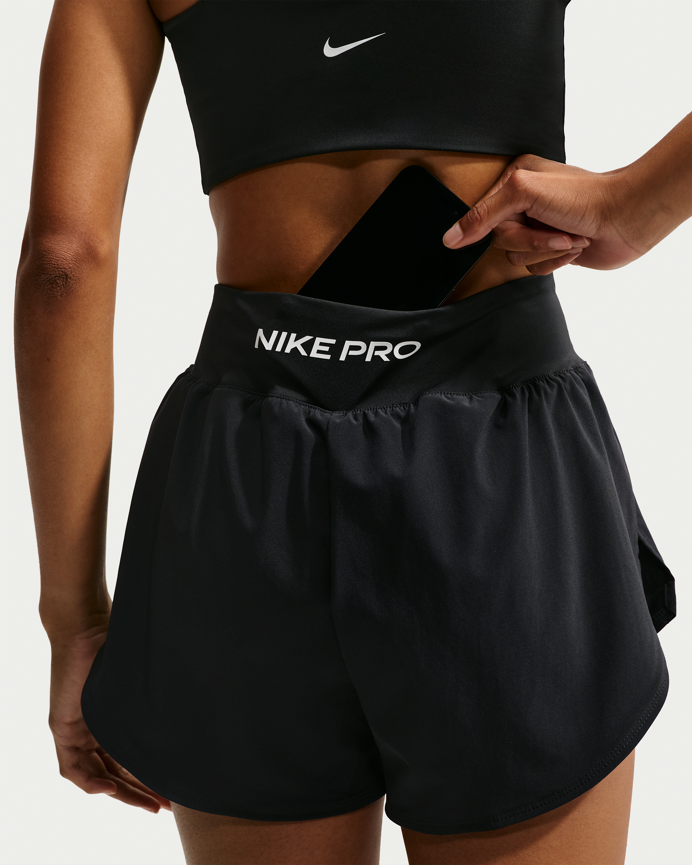 Nike Pro Sculpt Women's Dri-FIT High-Waisted 2-in-1 7.5cm (approx.) Shorts - Black/White - View 6