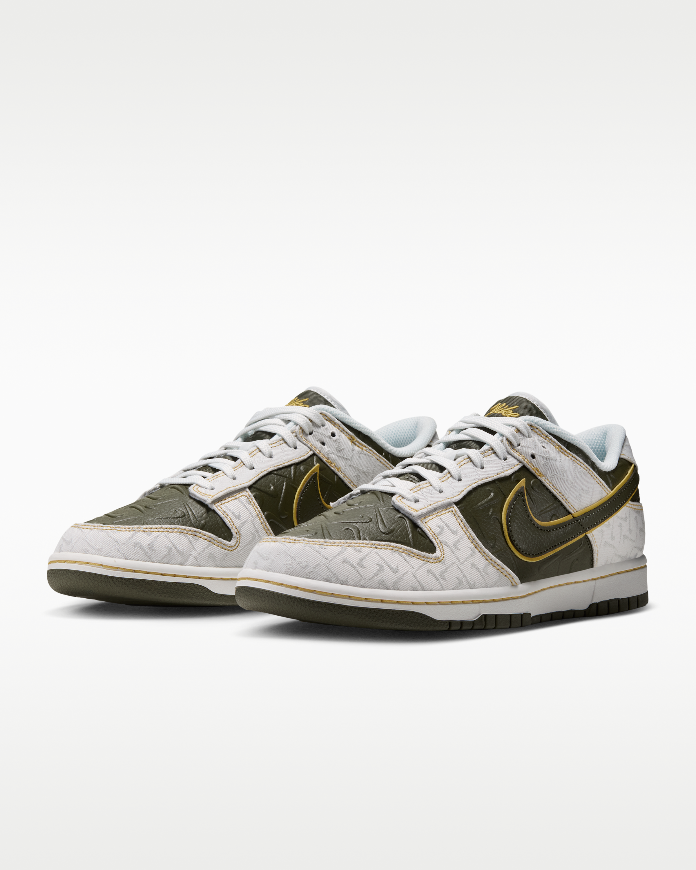 Nike Dunk Low Retro Men's Shoes - Summit White/Yellow Ochre/Cargo Khaki - View 5