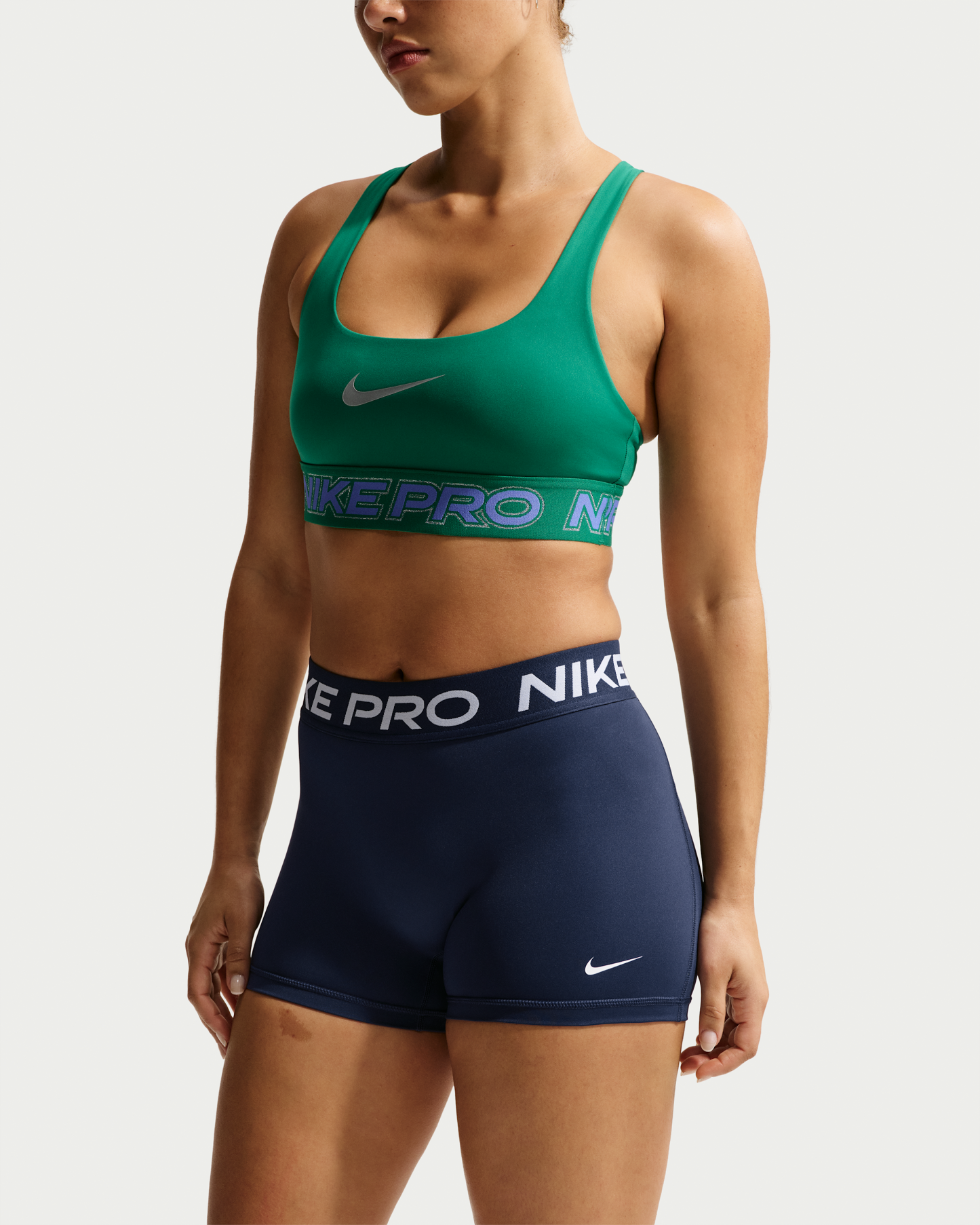 Nike Pro Women's Mid-Rise 7.5cm (approx.) Biker Shorts - Midnight Navy/White - View 2