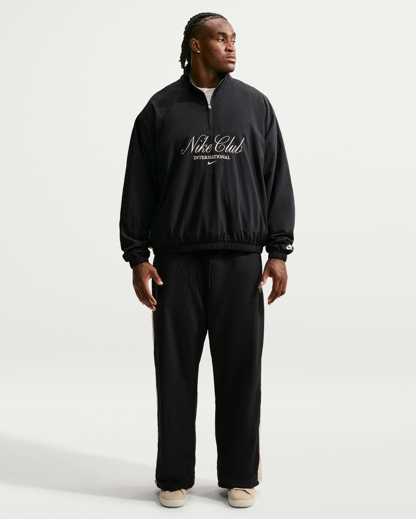Nike Club Men's 1/2-Zip Jacket - Black/Sand Drift/Sand Drift - View 9