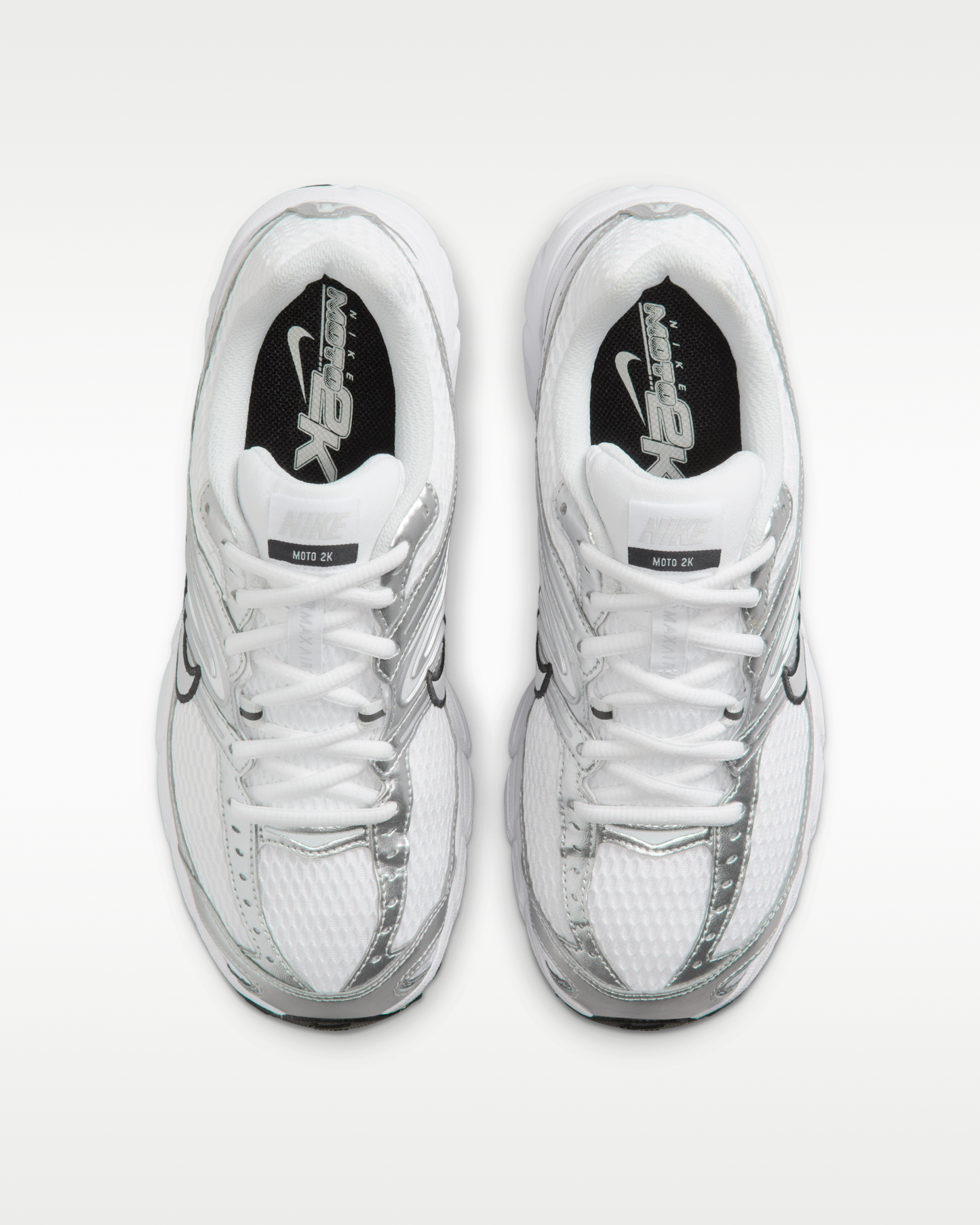 Nike Air Max Moto 2K Women's Shoes with Reflective Design Accents - White/Metallic Silver/Black/Photon Dust - View 4