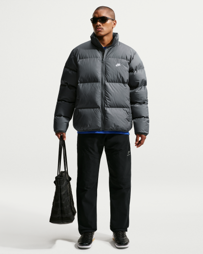 Nike Sportswear Club Men's Therma-FIT Down Puffer Jacket - Iron Grey/White - View 4