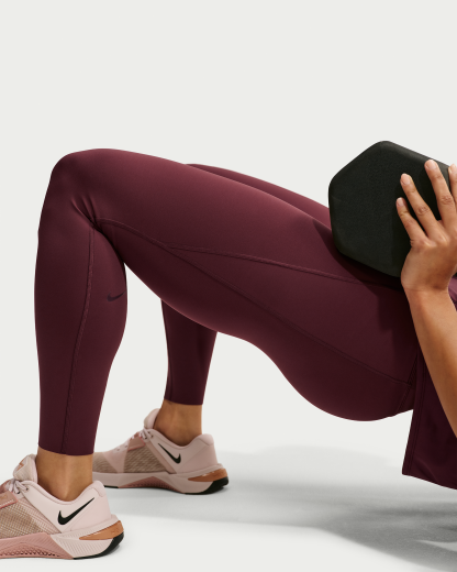 Nike Universa Women's High-Waisted 7/8 Leggings with No Front Seam - Mystic Dates/Mystic Dates/Burgundy Crush - View 3