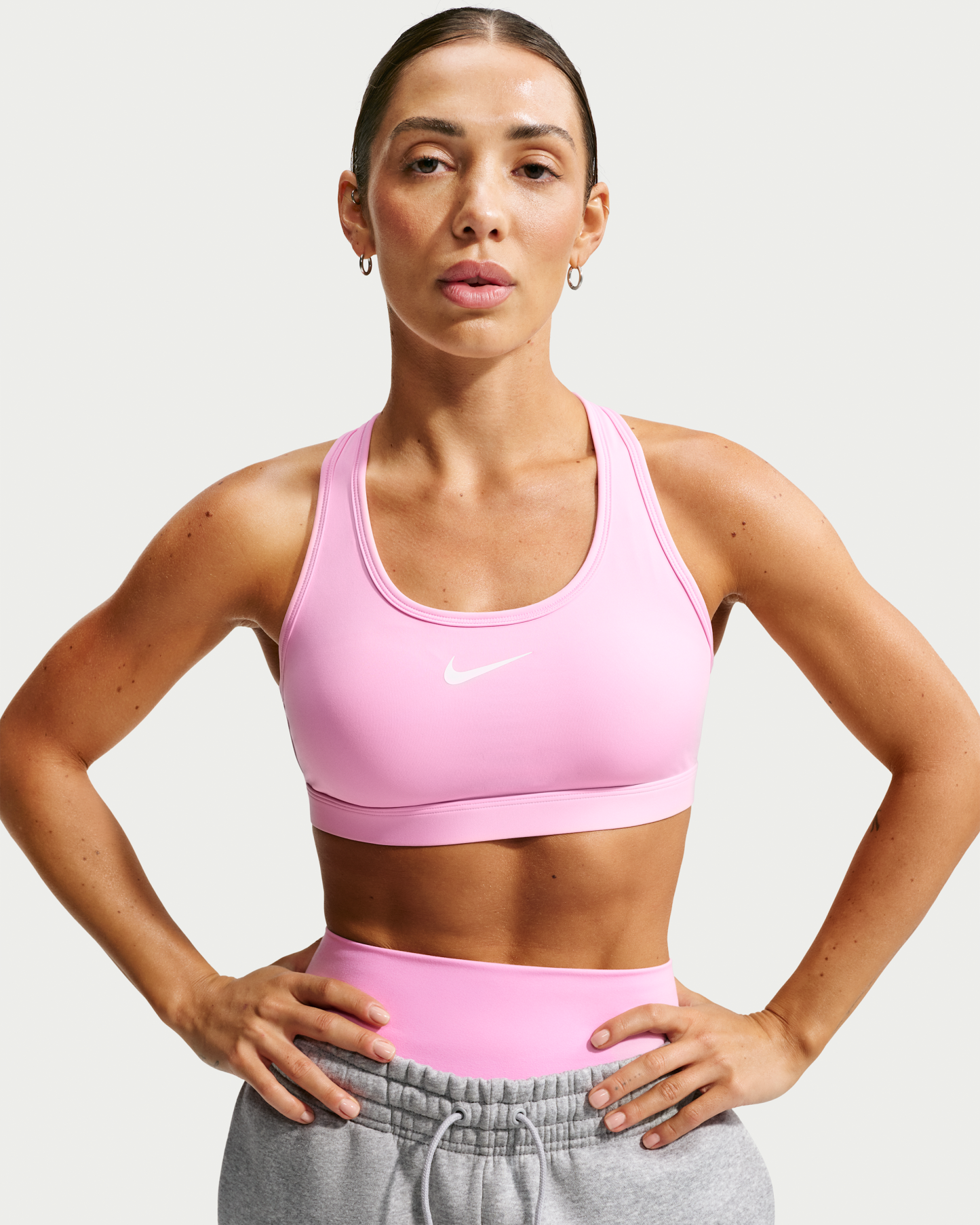 Nike Swoosh Women's Medium-Support Padded Sports Bra - Pink Rise/White - View 1
