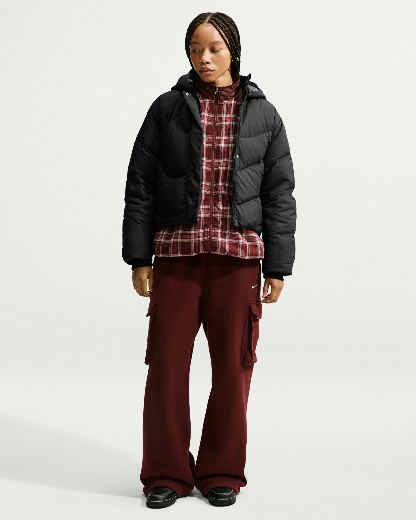 Nike Sportswear Swoosh Series Women's Loose Storm-FIT Hooded Down Jacket - Black/Iron Grey/Black - View 4