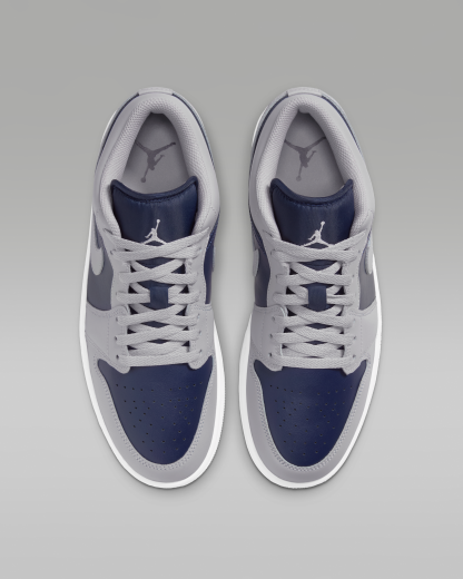 Air Jordan 1 Low Men's Shoes - Tech Grey/White/College Navy - View 4