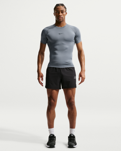 Nike Pro Men's Dri-FIT Tight Short-Sleeve Fitness Top - Smoke Grey/Black - View 4