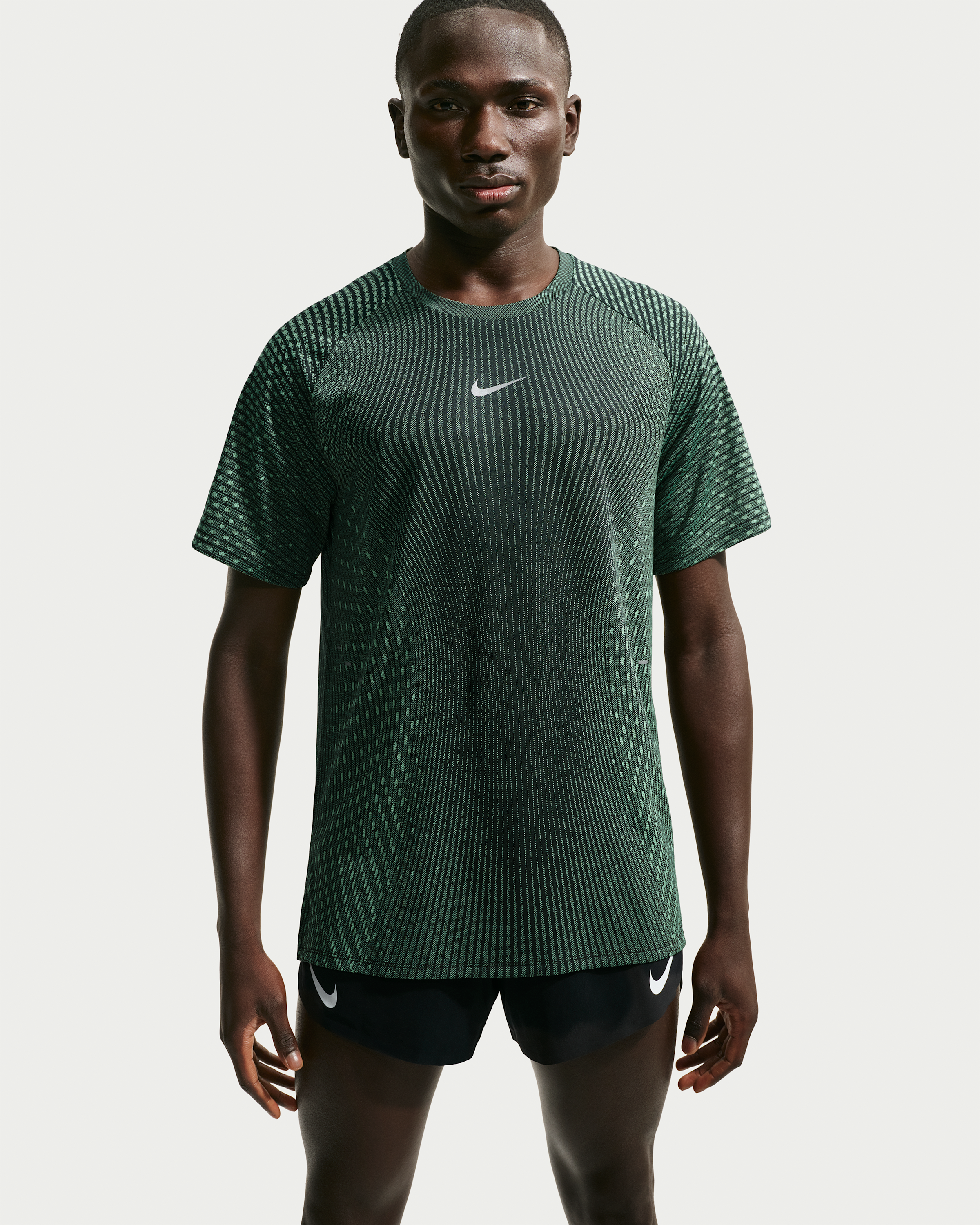 Nike Stride Aero-FIT Men's Short-Sleeve Running Top - Black/Light Green Spark - View 1