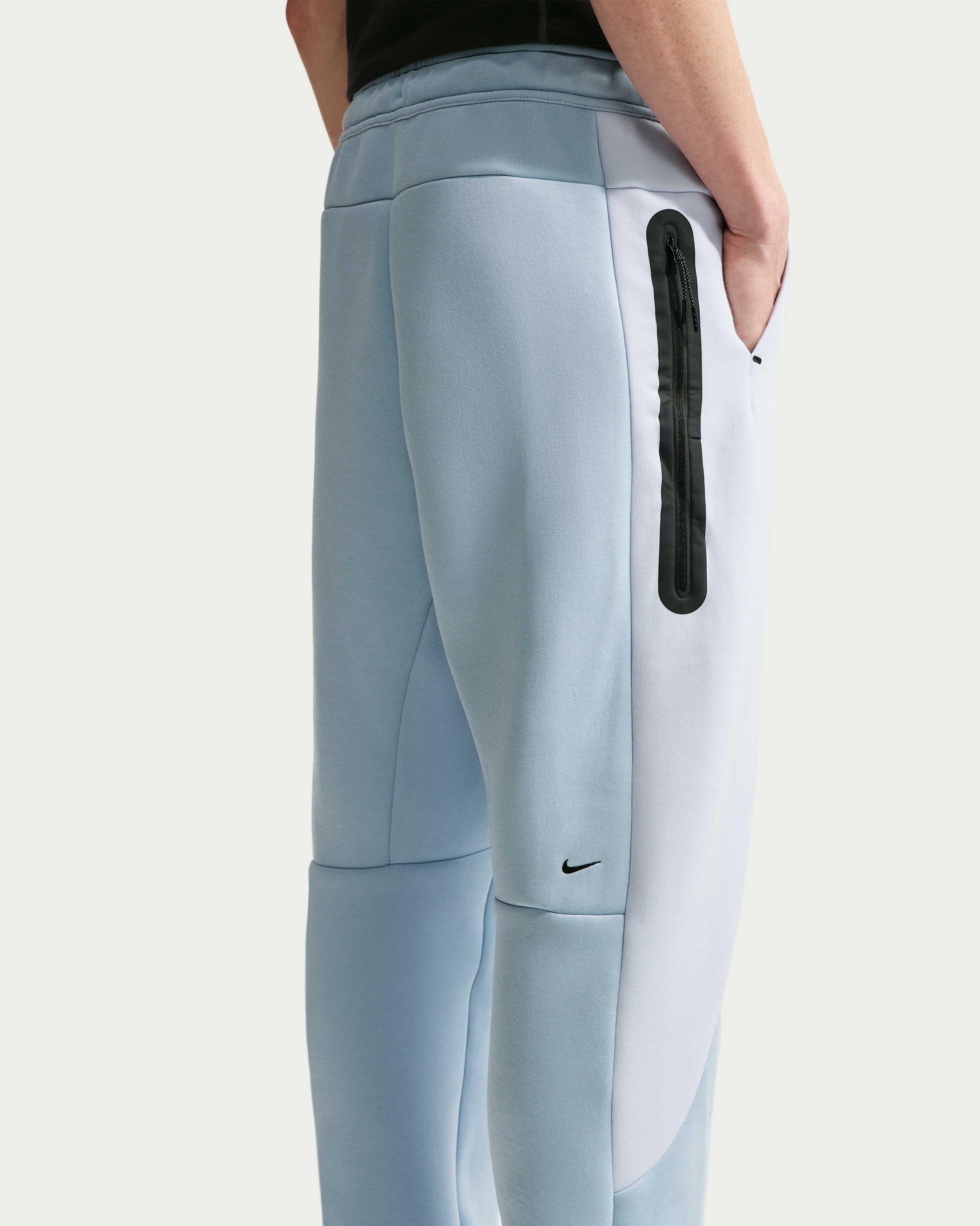 Nike Tech Men's Colour-Block Open-Hem Fleece Trousers - Light Armoury Blue/Football Grey/Black - View 3