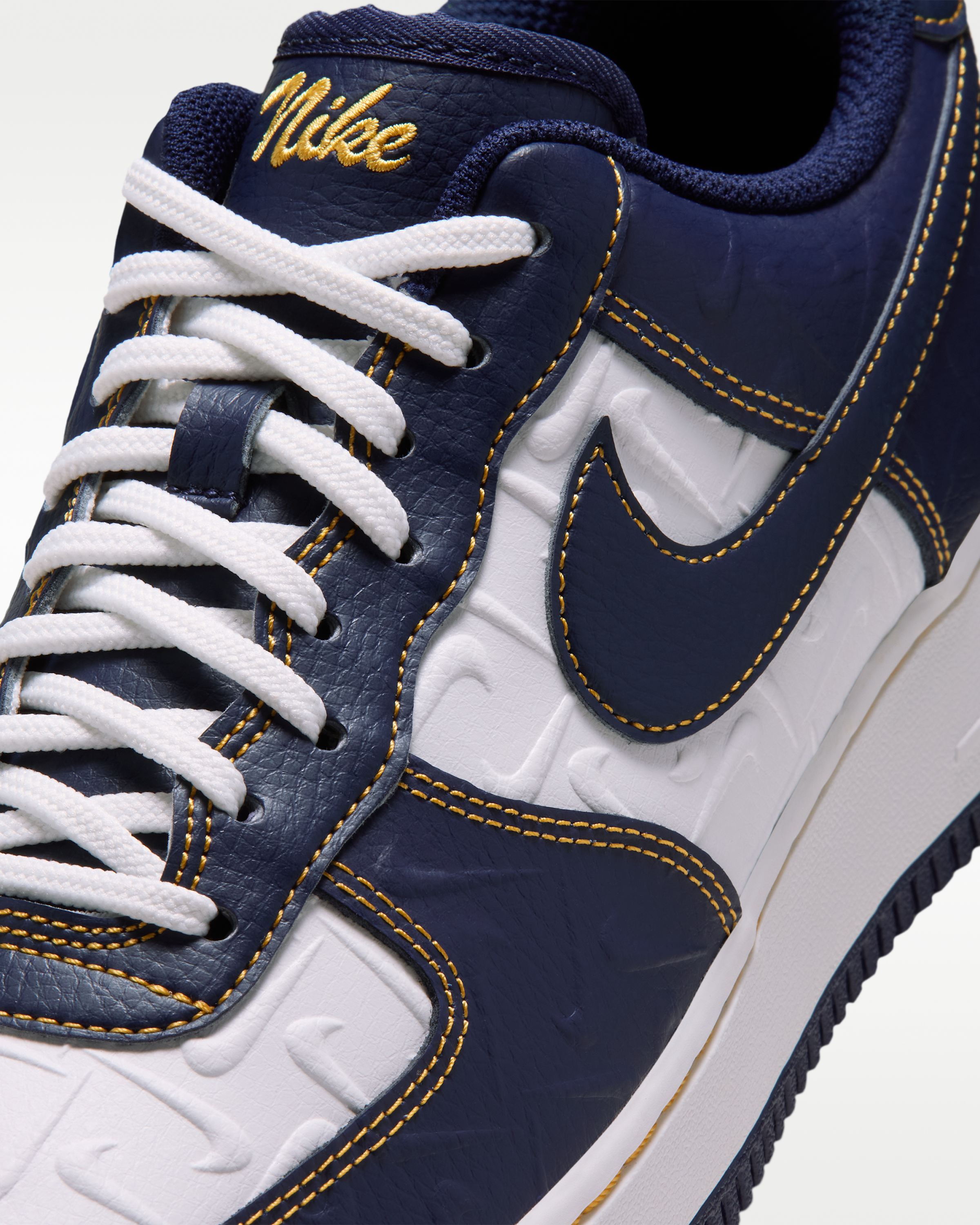 Nike Air Force 1 '07 Men's Shoes - Summit White/Yellow Ochre/Midnight Navy - View 7
