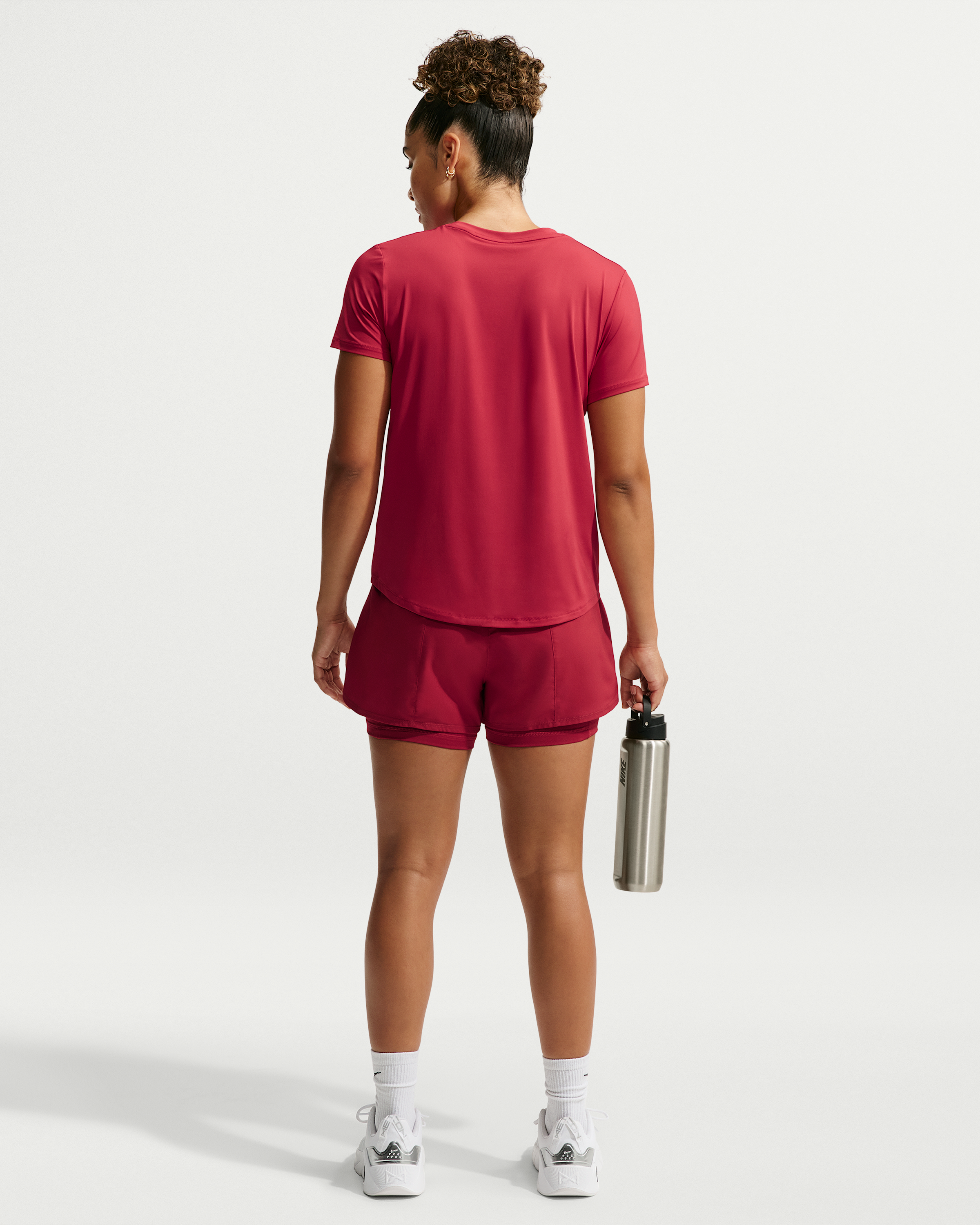 Nike One Women's Dri-FIT Mid-Rise 8cm (approx.) 2-in-1 Shorts - Tough Red/White - View 5
