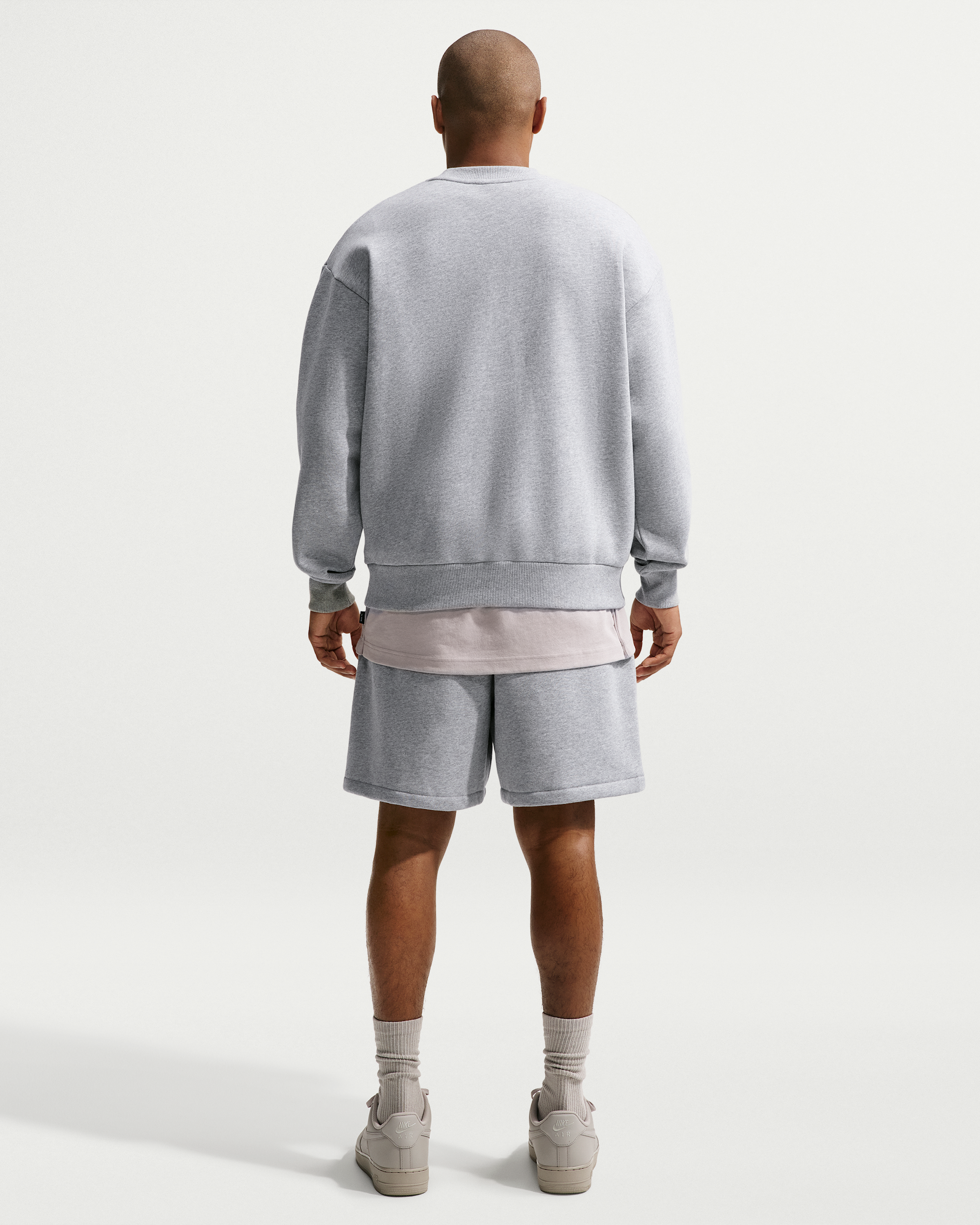 Nike Solo Fleece Men's Crew-Neck Sweatshirt - Dark Grey Heather/Sail - View 5