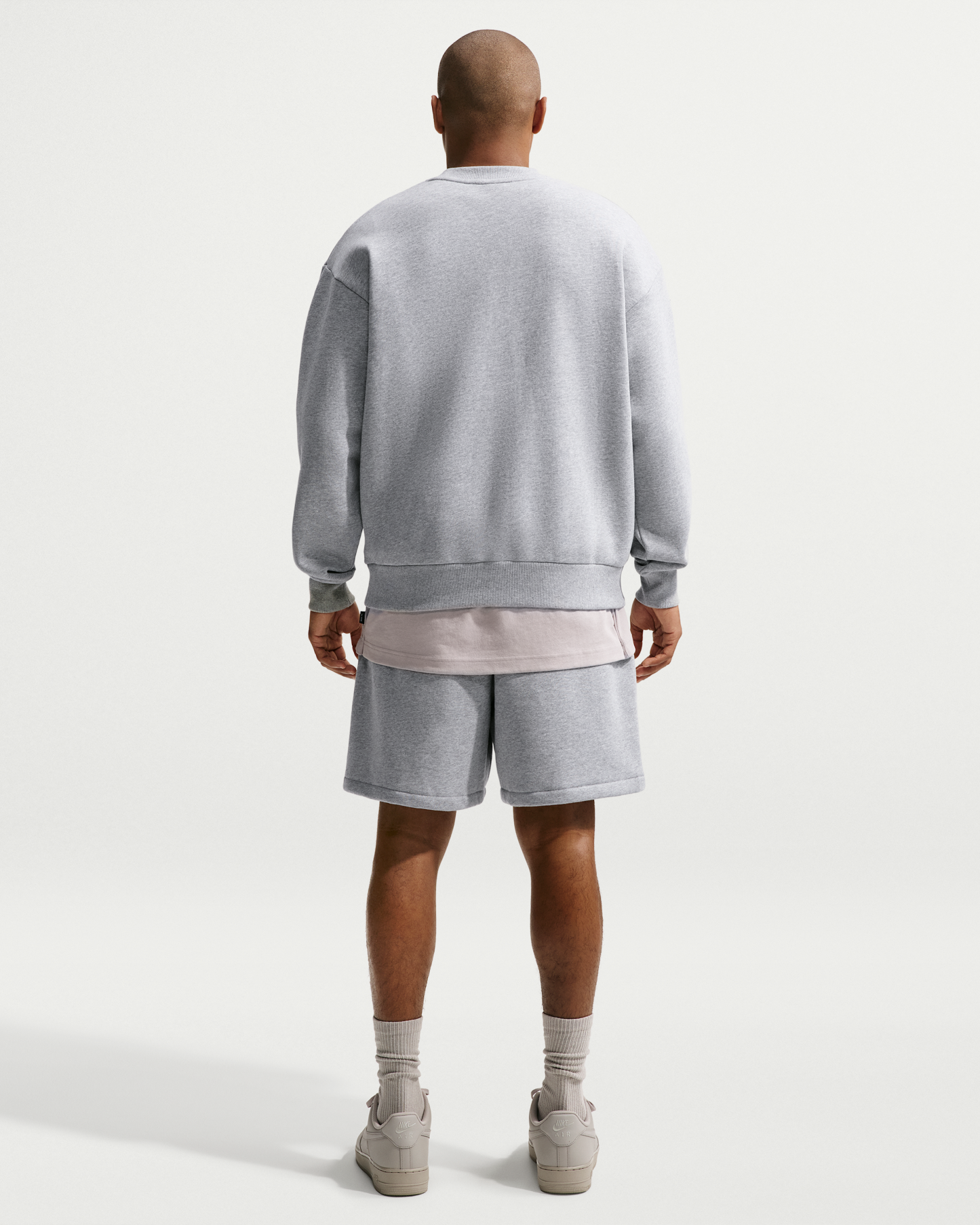 Nike Solo Fleece Men's Crew-Neck Sweatshirt - Dark Grey Heather/Sail - View 5