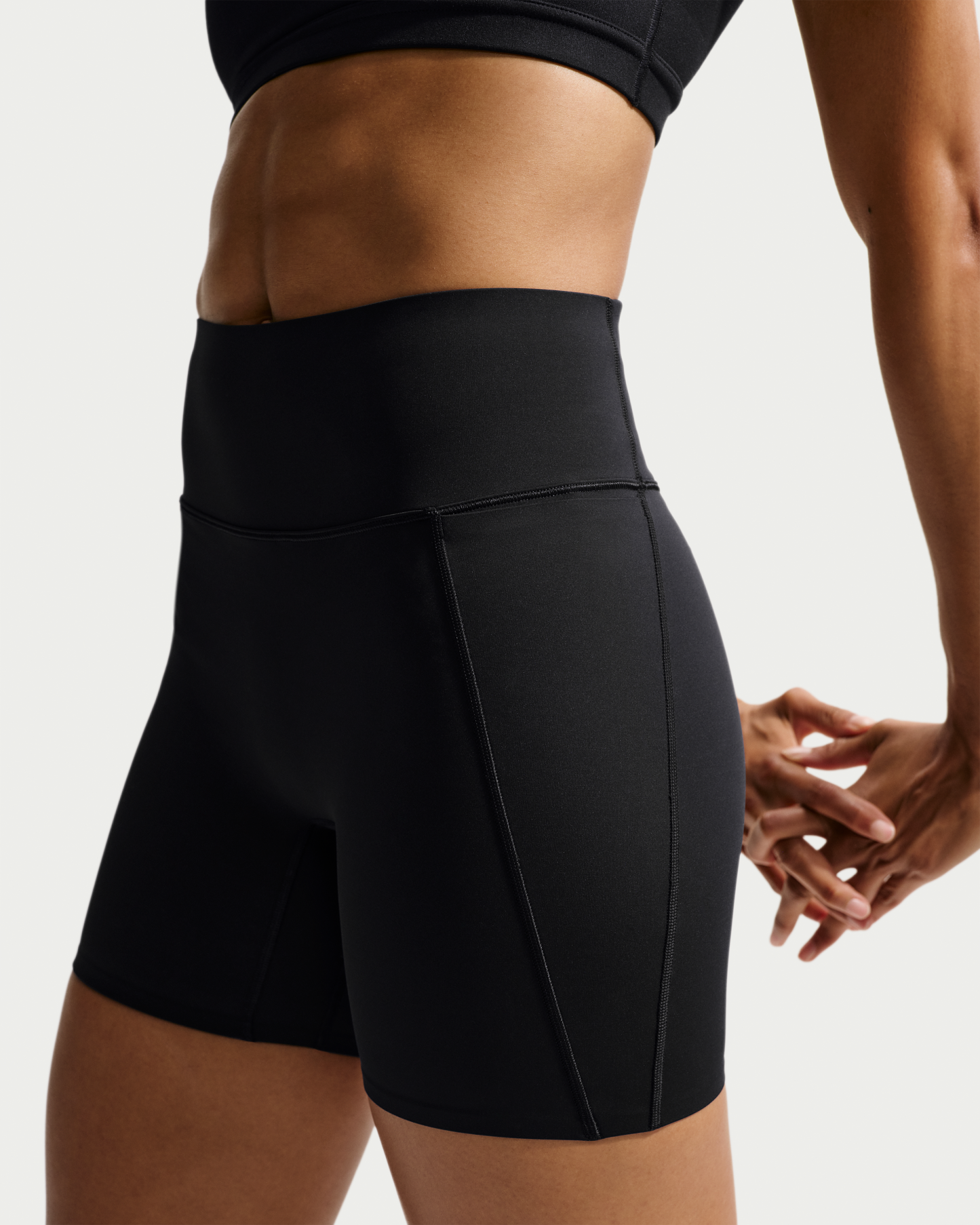 Nike Universa Women's High-Waisted 12.5cm (approx.) Biker Shorts with No Front Seam - Black/Anthracite/Dark Smoke Grey - View 7